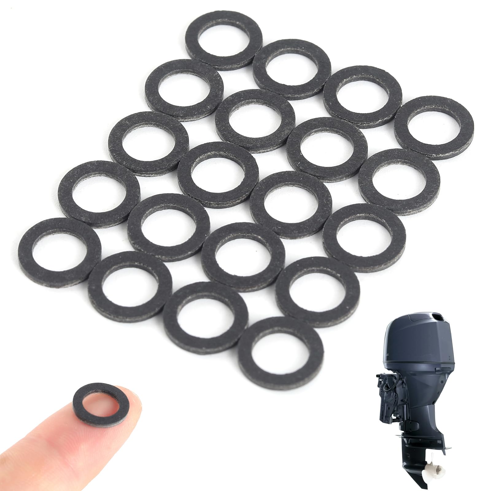 TonGass (20-Pack, Black) Exact Replacement for Yamaha 90430-08020-00 & 90430-08003-00 - Lower Gear Case Oil Drain Gaskets - Japa