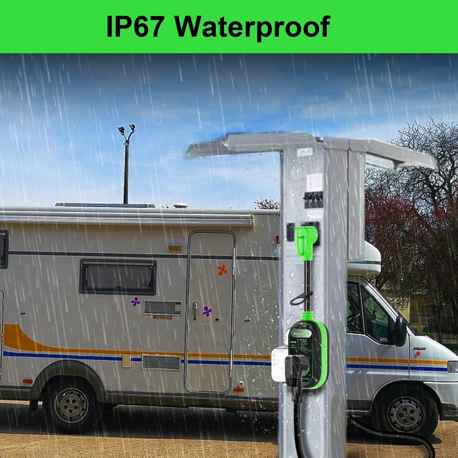 Eygde 30 Amp To 50 Amp Rv Adapter With Surge Protector, Patented 4500J 30 Amp Male To 50 Amp Rv Adapter Plug, Rv Circuit Analyze