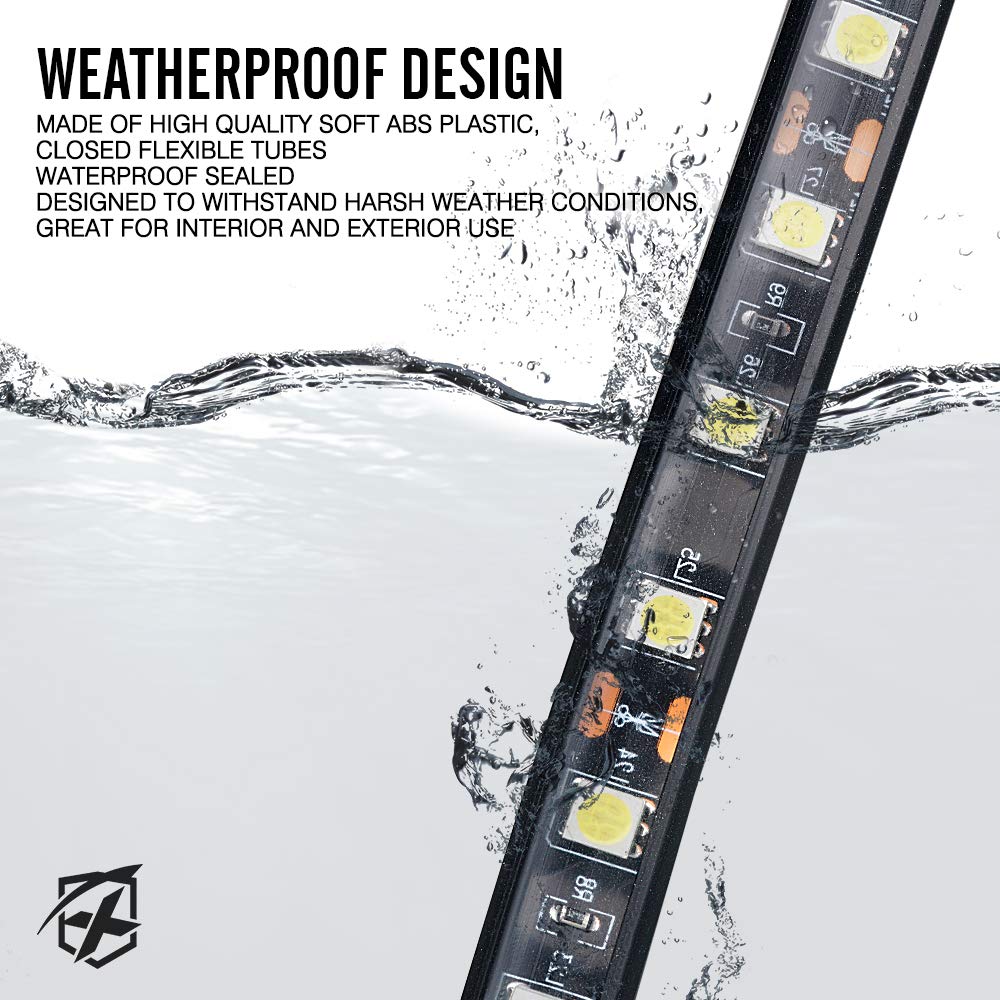 Xprite 60' Inch White LED Truck Bed Lights Strip Kit, Decoration Lighting Bar for Cargo Pickup Trucks Tonneau Cover Van SUV RV Boat, with On/Off Switch - 2PCS