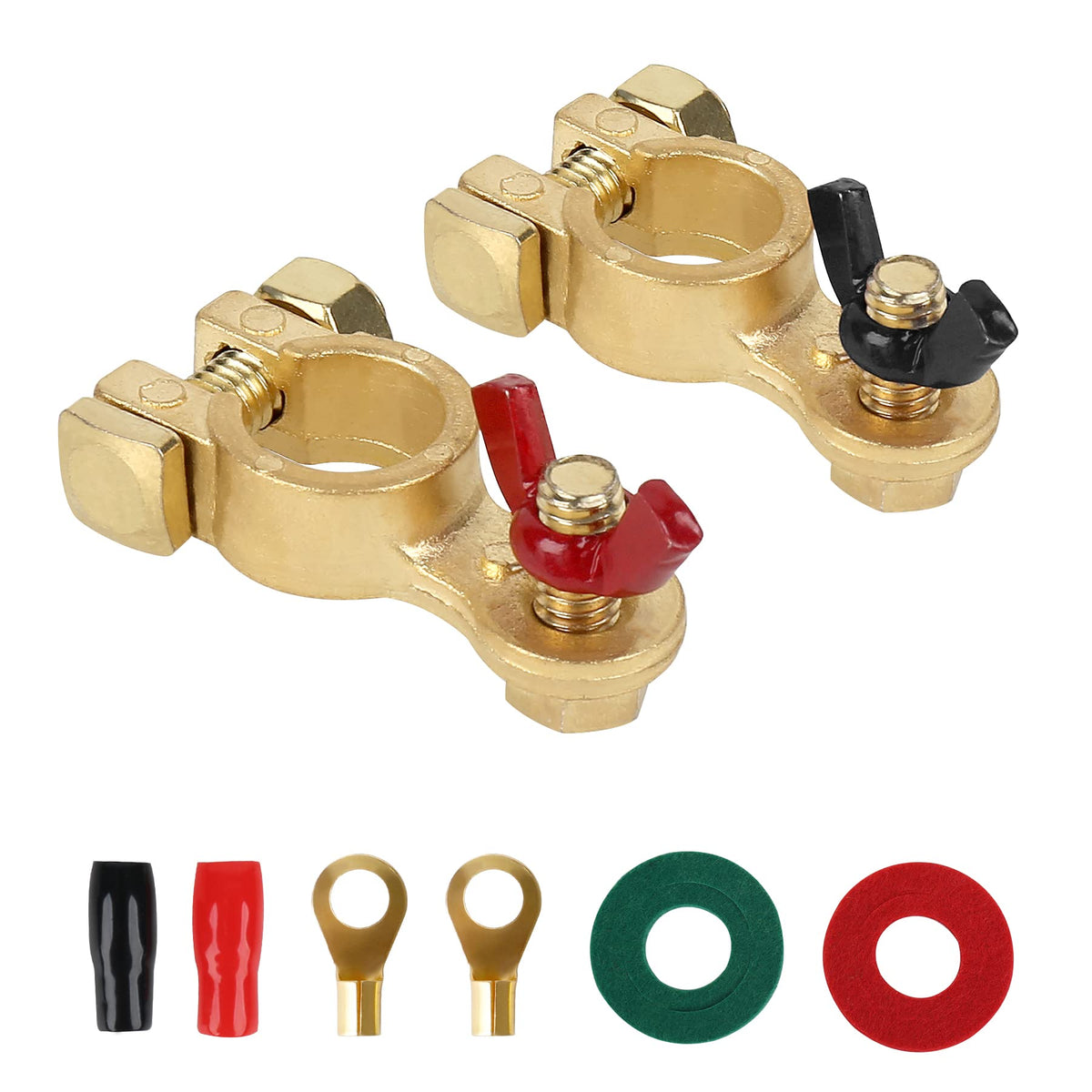 Singaro Car Battery Terminal Connector, Pure Copper Cable End Top Post Clip Positive And Negative Pole, Applicable To Automobile