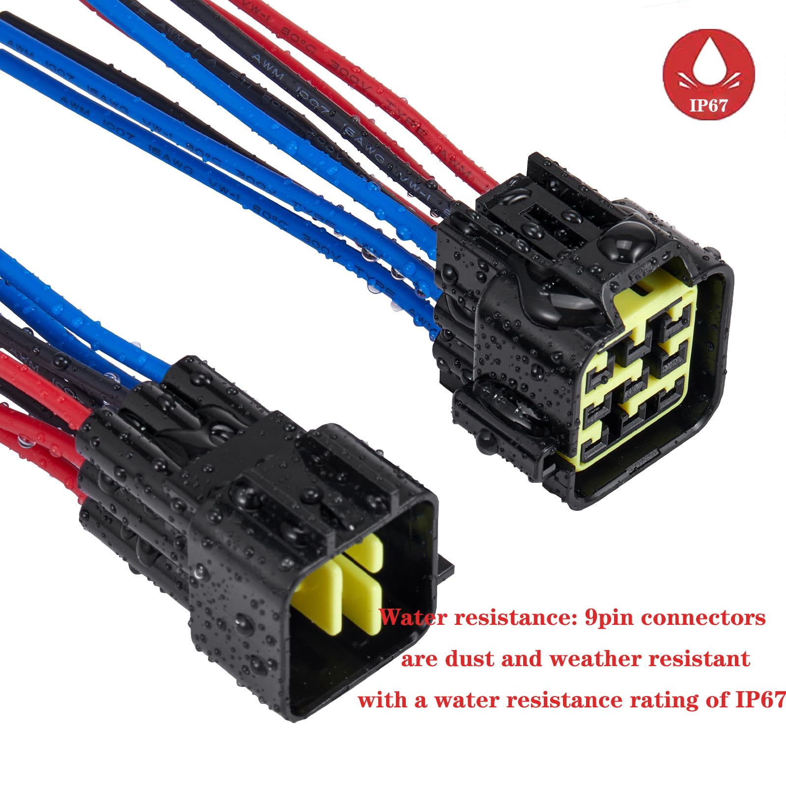 Zhofonet 9 Pin Waterproof Connector,Waterproof Electrical Car Auto Wire Connector,16Awg Male Female Quick Disconnect Wire Connec