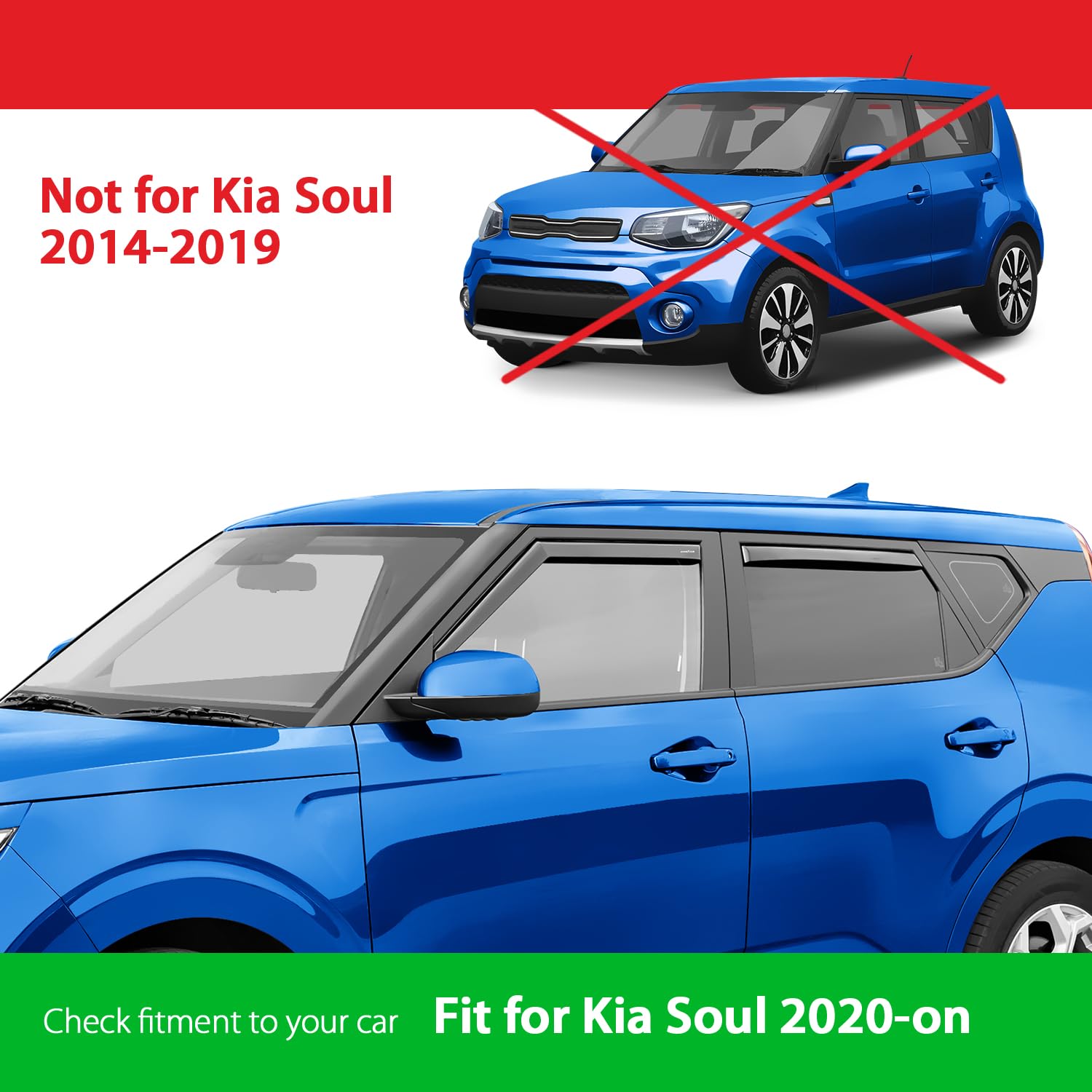 Goodyear Shatterproof In-Channel Window Deflectors For Kia Soul 2020-2025, Rain Guards, Window Visors For Cars, Vent Deflector,