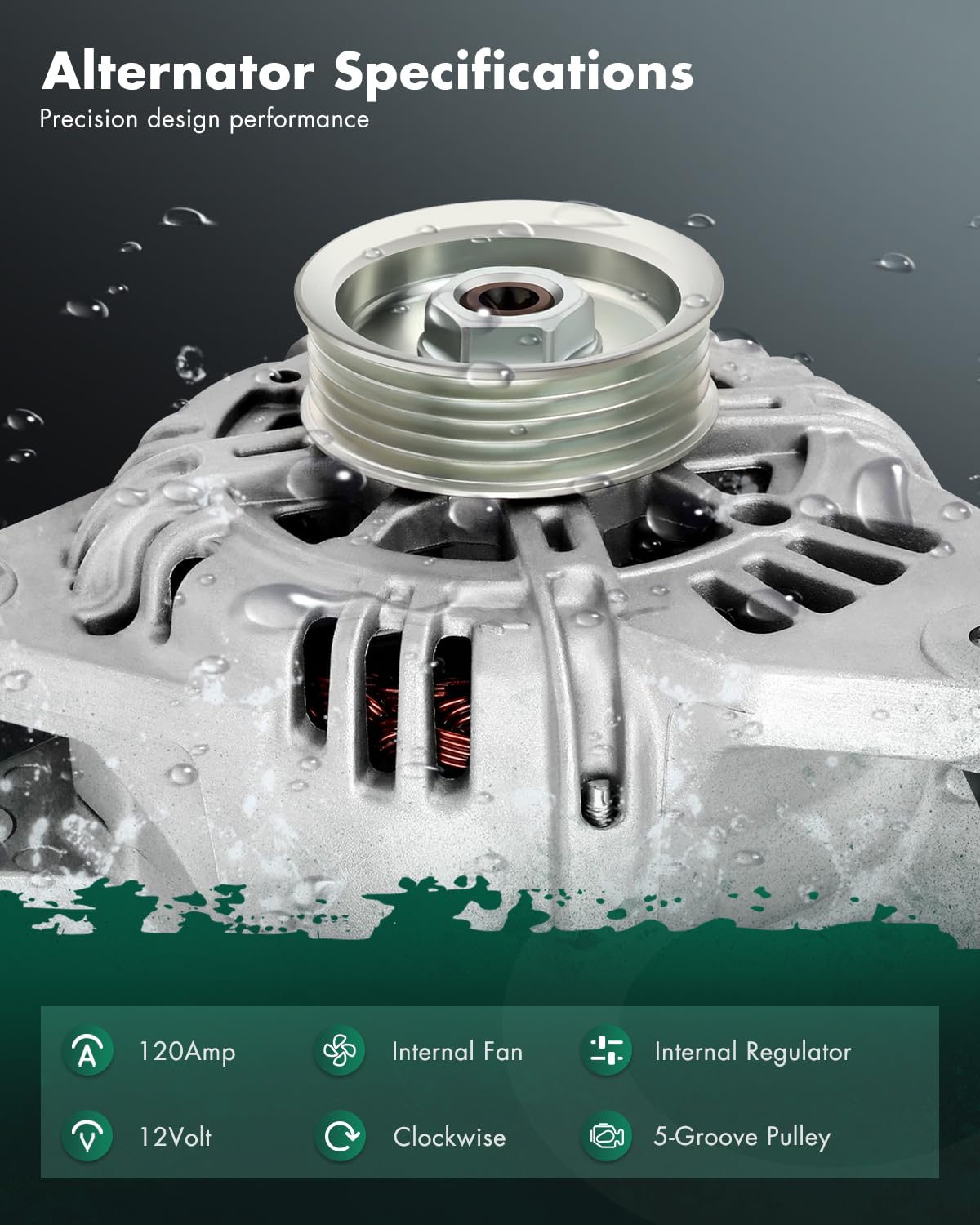 SCITOO Alternator Fits for Kia for Sorento 2003 2004 2005 2006 3.5L- 12V 120Amp CW 5-Groove Pulley, Replace OE 11012