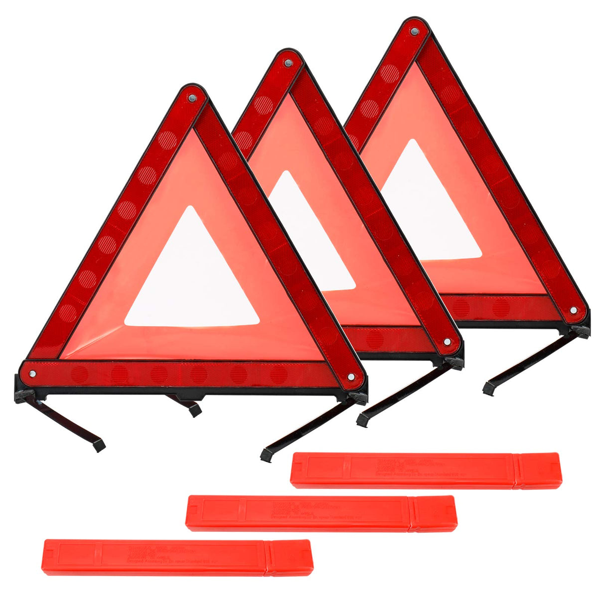 Luckyhigh 3 Pcs Triangle Emergency Safety Warning Frame Foldable Reflector Car Truck Roadside Safety Warning Triangle Sign With