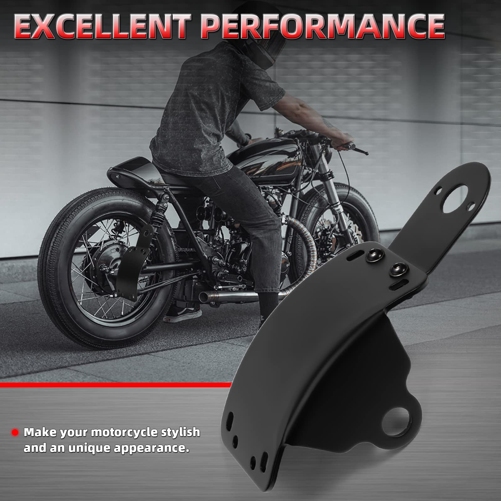 Amazicha Side Mount License Plate Bracket Curved 3/4 Inch Axle Hole Compatible For Harley Touring Sporster Bobber Choppers
