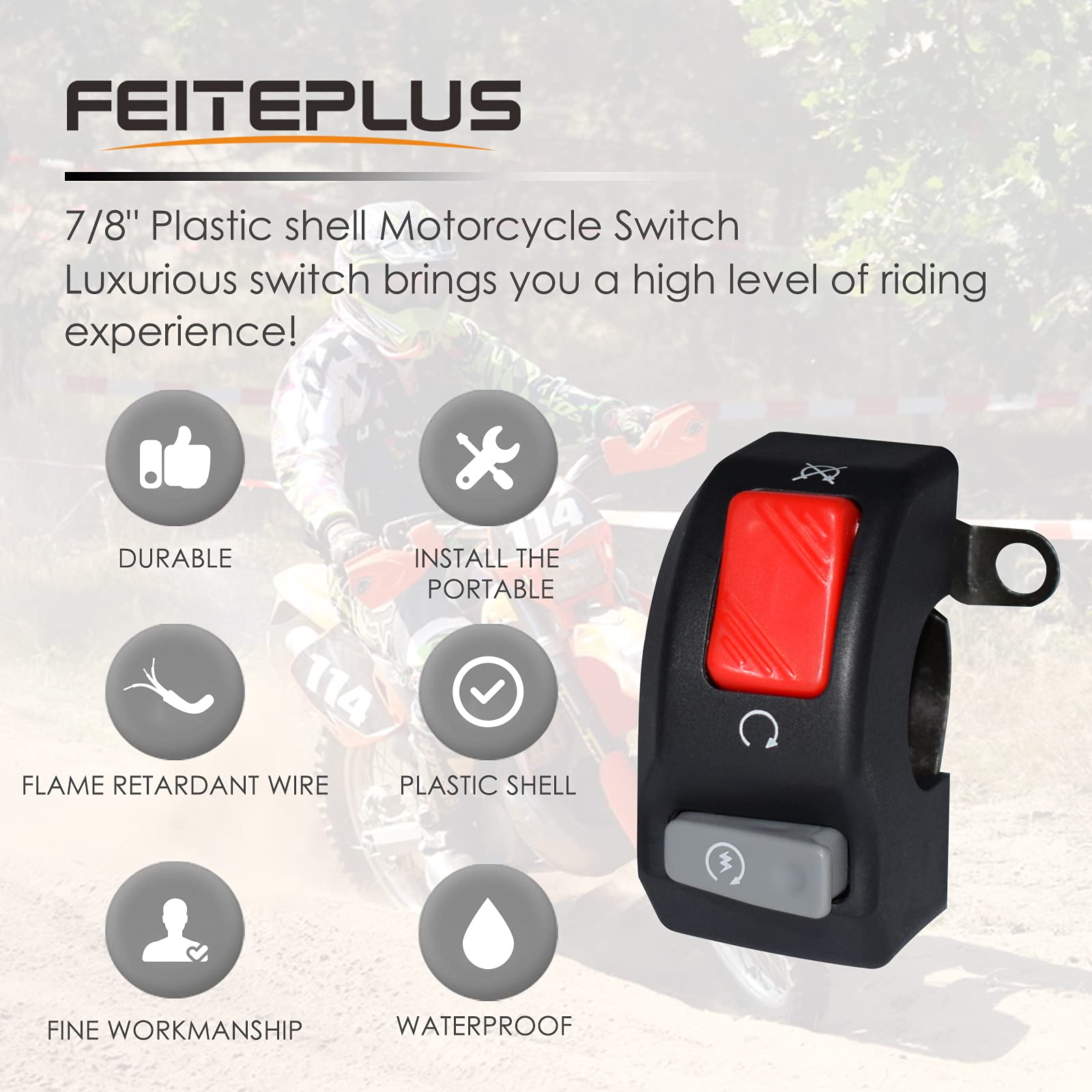 12V Right Motorcycle Switches 7/8' 22Mm Handlebar Mount Headlight Fog Light Horn On Off Start Kill Switch