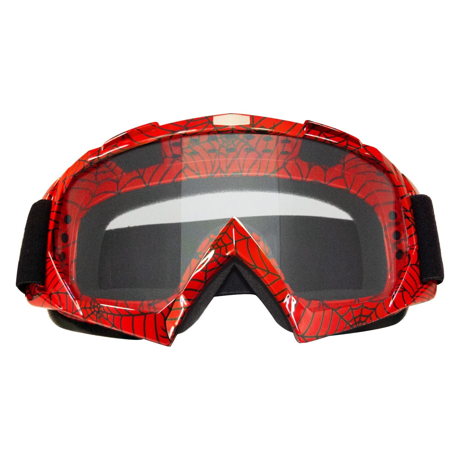 Spider Red Frame Clear Lens Otg Offroad Motocross Riding Goggles For Adults Men Women Youth Kids