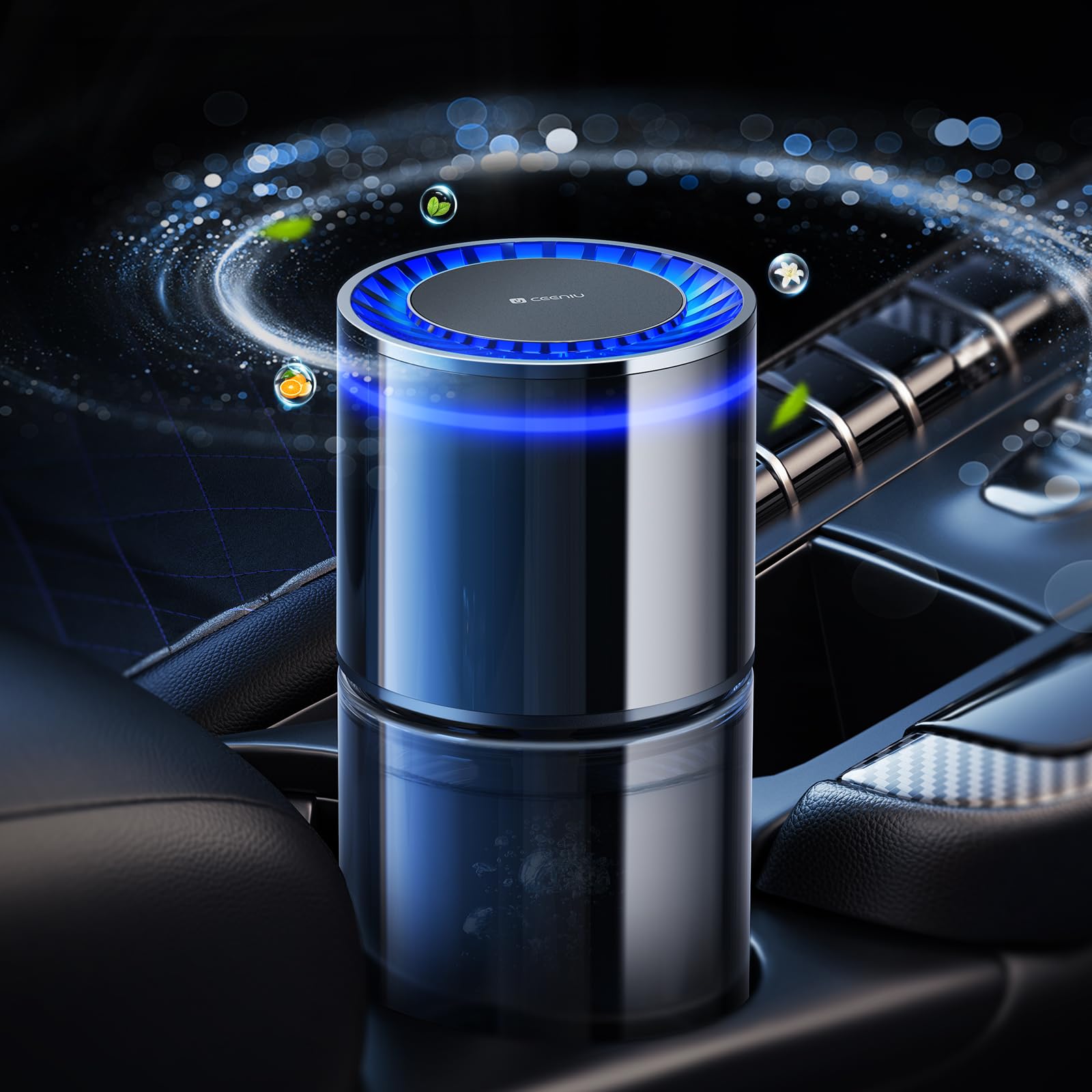 Ceeniu Large Car Air Freshener, 135Ml Last 6 Months, Auto On/Off, Multi-Mode Adjustable, Long Lasting, Blue Ambiance Light, Natural French Fragrance, Cf3 Car Fresheners Diffuser, Roman Holiday Scent