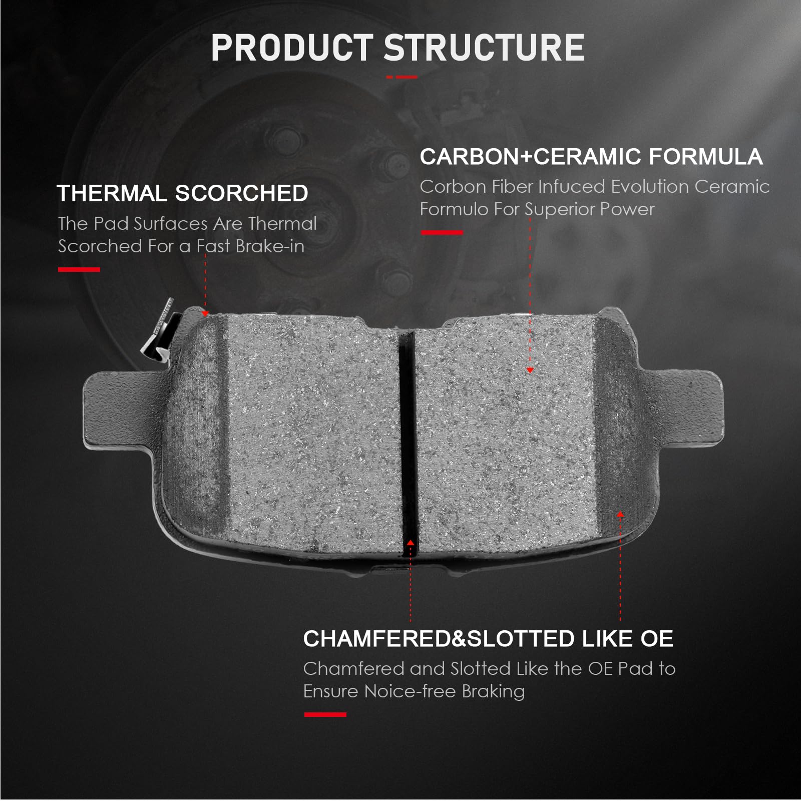 Cciyu D914 D865 8Pcs Front & Rear Ceramic Brake Pads Kits 2003-2008 For Honda Pilot