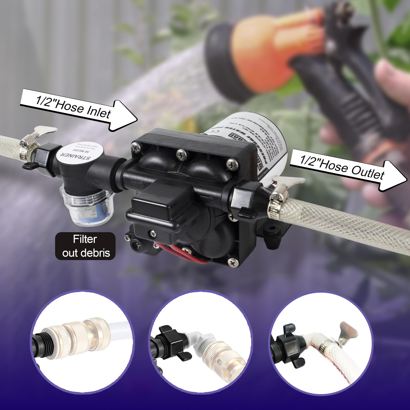 Wassermann Rv Water Pump 12 Volt Dc 3.0Gpm 55Psi,Replacement For Shurflo 4008-101-A65,Water Pump Self Priming Diaphragm Pump Wit