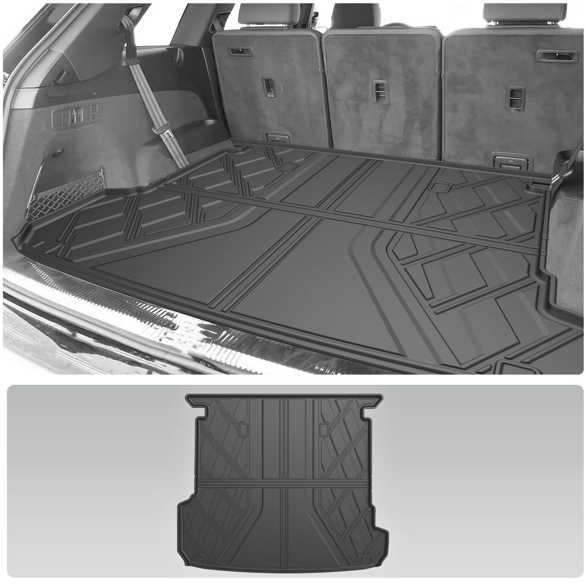 Aomsazto All Weather Cargo Liner Fit For 2017-2024 2025 Audi Q7/Sq7 - Custom Fit Tpe Rubber Waterproof Trunk Mat Accessories For