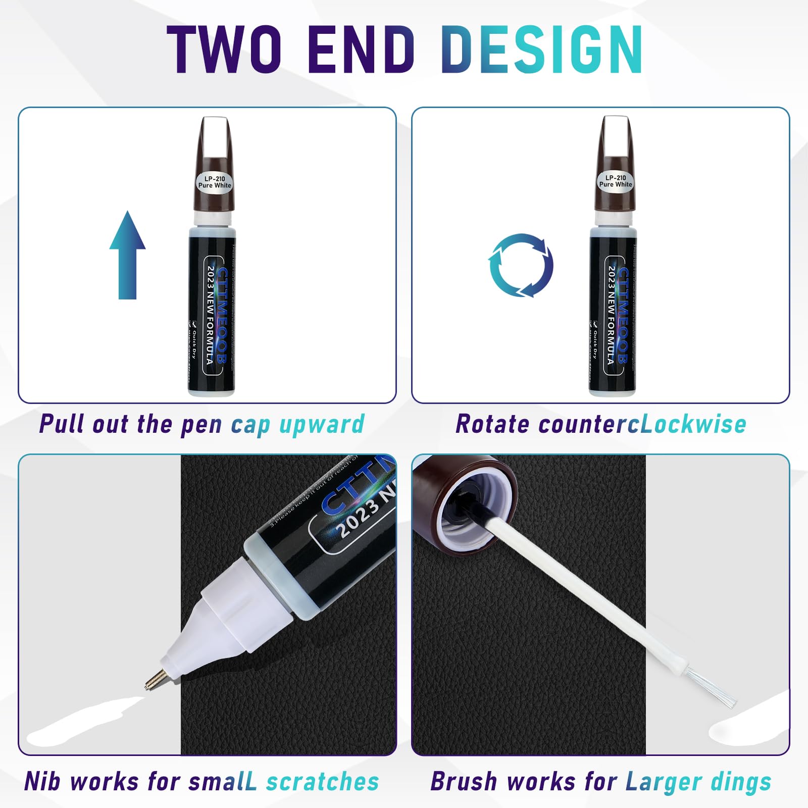 White Touch Up Paint For Cars, Two-In-One Car Paint Scratch Repair Pen, Quick & Easy Solution To Repair Minor Automotive Scratch