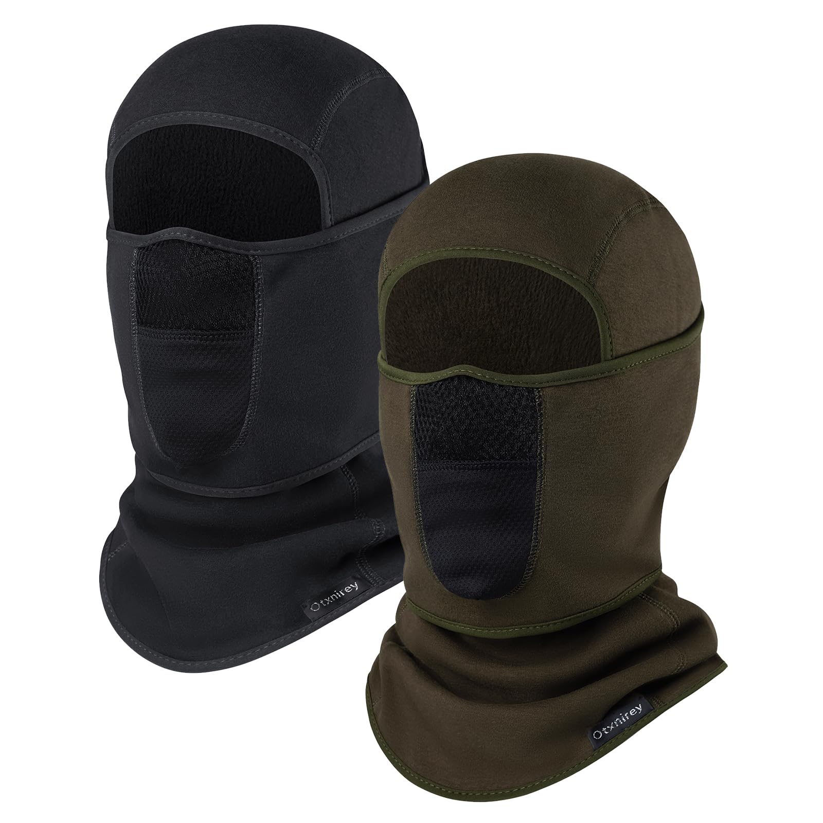 Balaclava Ski Mask (with Breathable Holes) Windproof Winter Fleece Neck Face Warmer for Men&Women(Black+Army Green)