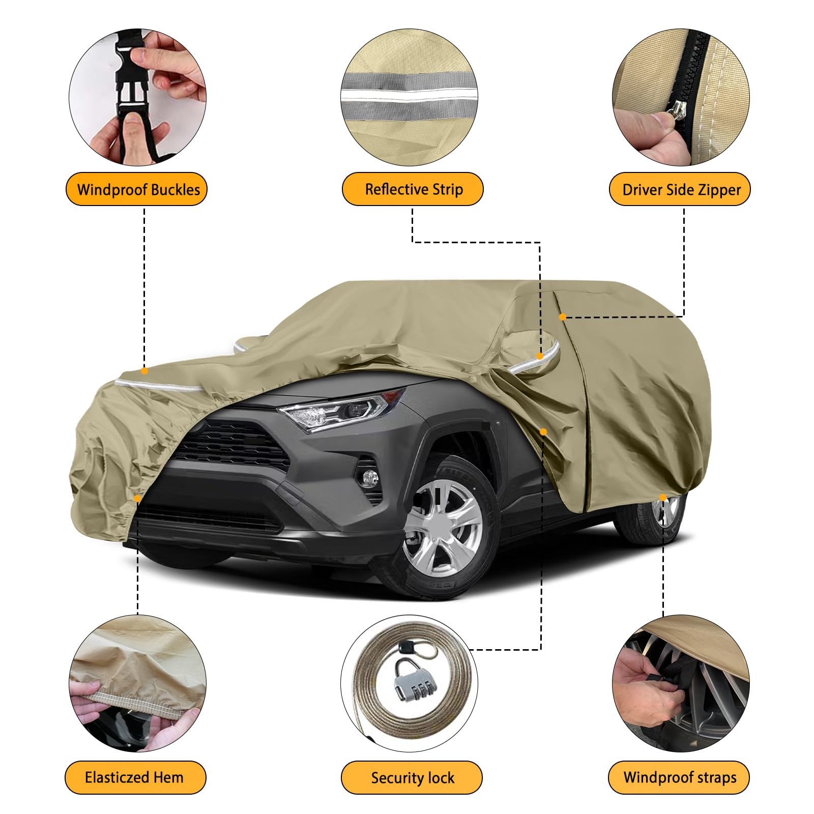Waterproof Car Covers Replace for 1987-2006 Jeep Wrangler, Multilayer Heavy Duty with Cotton Liner All Weather Custom-fit Car Co