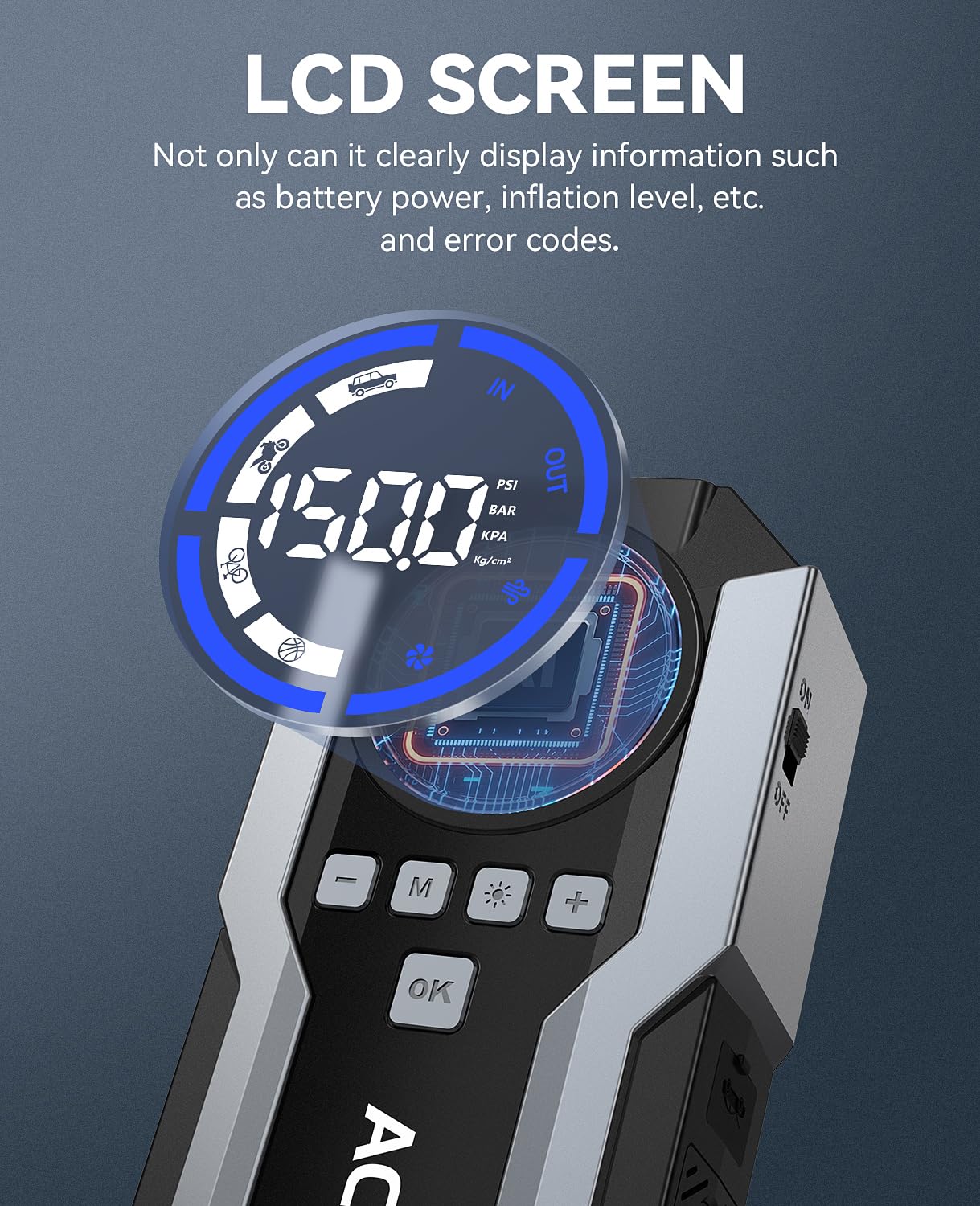 Jump Starter With Air Compressor, 8000A 150Psi Car Jump Starter (All Gas/10.0L Diesel), 12V Battery Jump Starters, Portable Jump