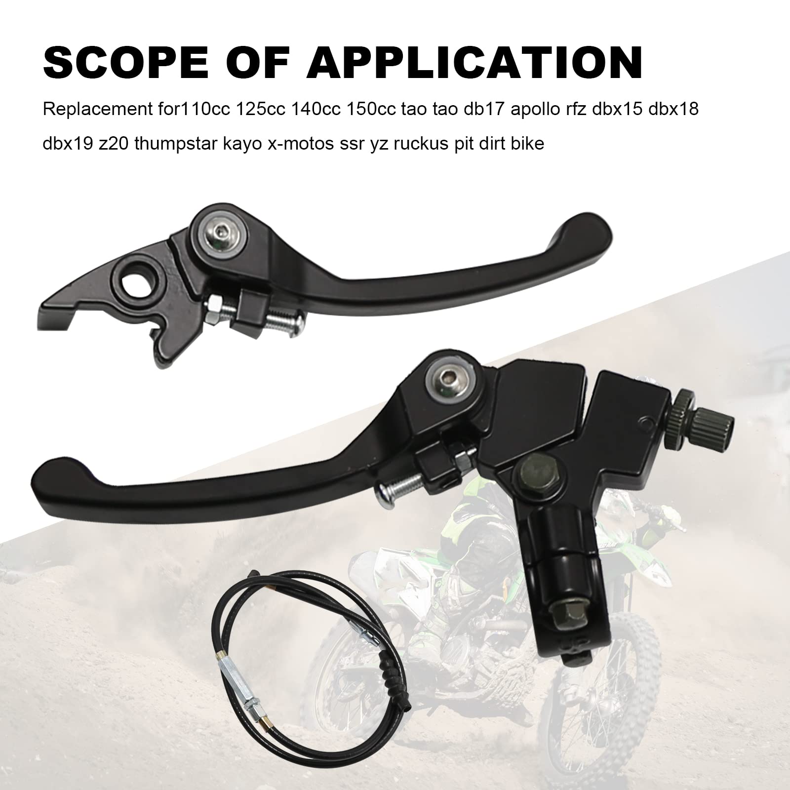 7/8 Folding Clutch Brake Lever Perch with Clutch Cable Replacement for 110/125/140/150cc SSR125 RFZ YZ Ruckus TaoTao DB17/27 Apo