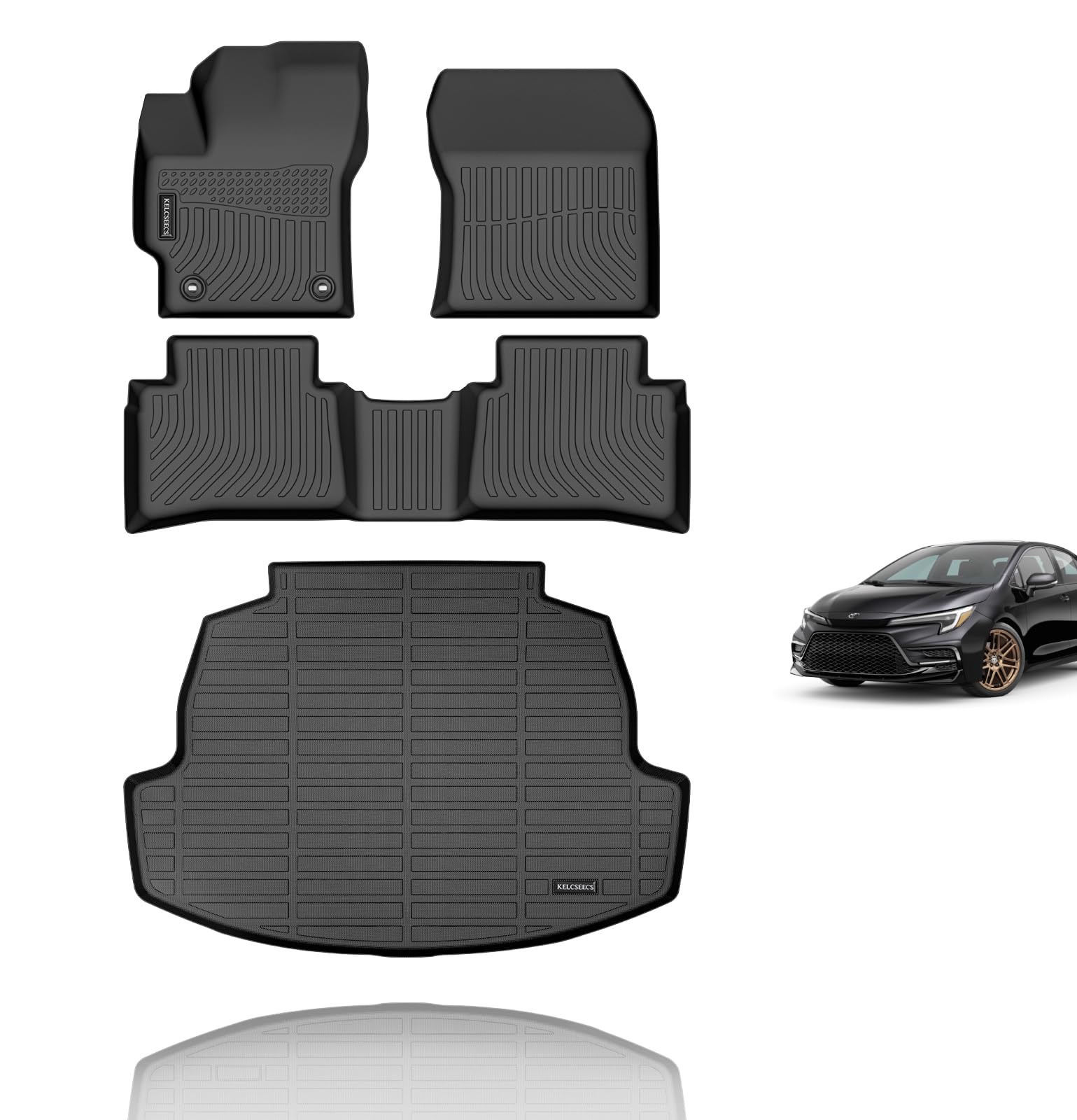 KELCSEECS Floor Mats & Cargo Liner for 2020 2021 2022 2023 2024 2025 Corolla/Corolla Hybrid(Only Sedan) All Weather Car Mats Aut