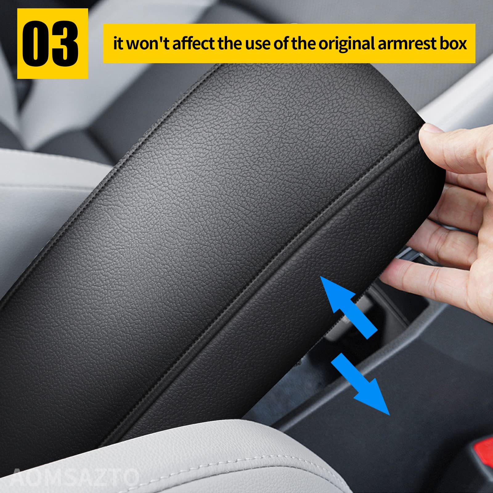 Aomsazto Armrest Covers For Hyundai 2015-2019 Sonata Black Console Pad For Sonata