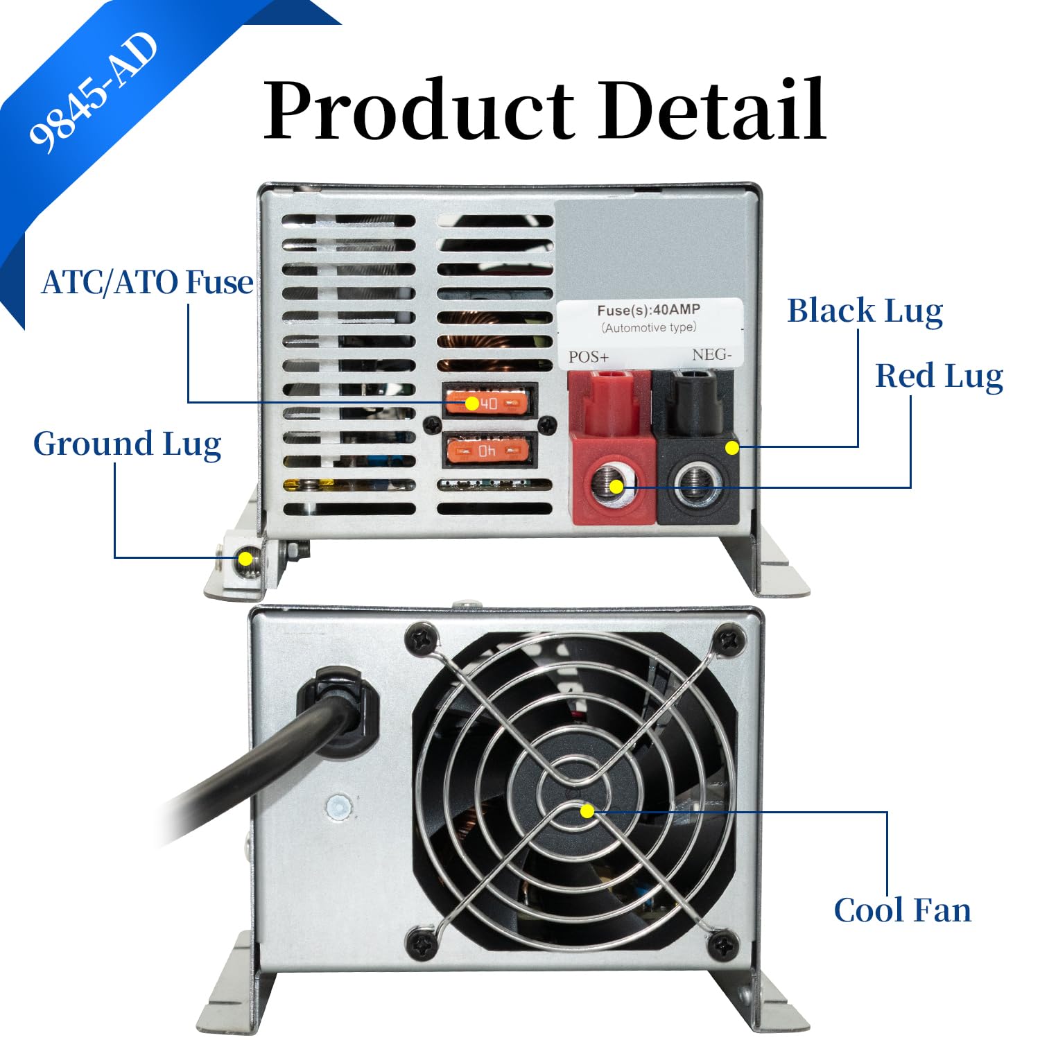 9845-AD Deck Mount Converter Replacement for RV Trailer Camper 9800 Series (45amp)