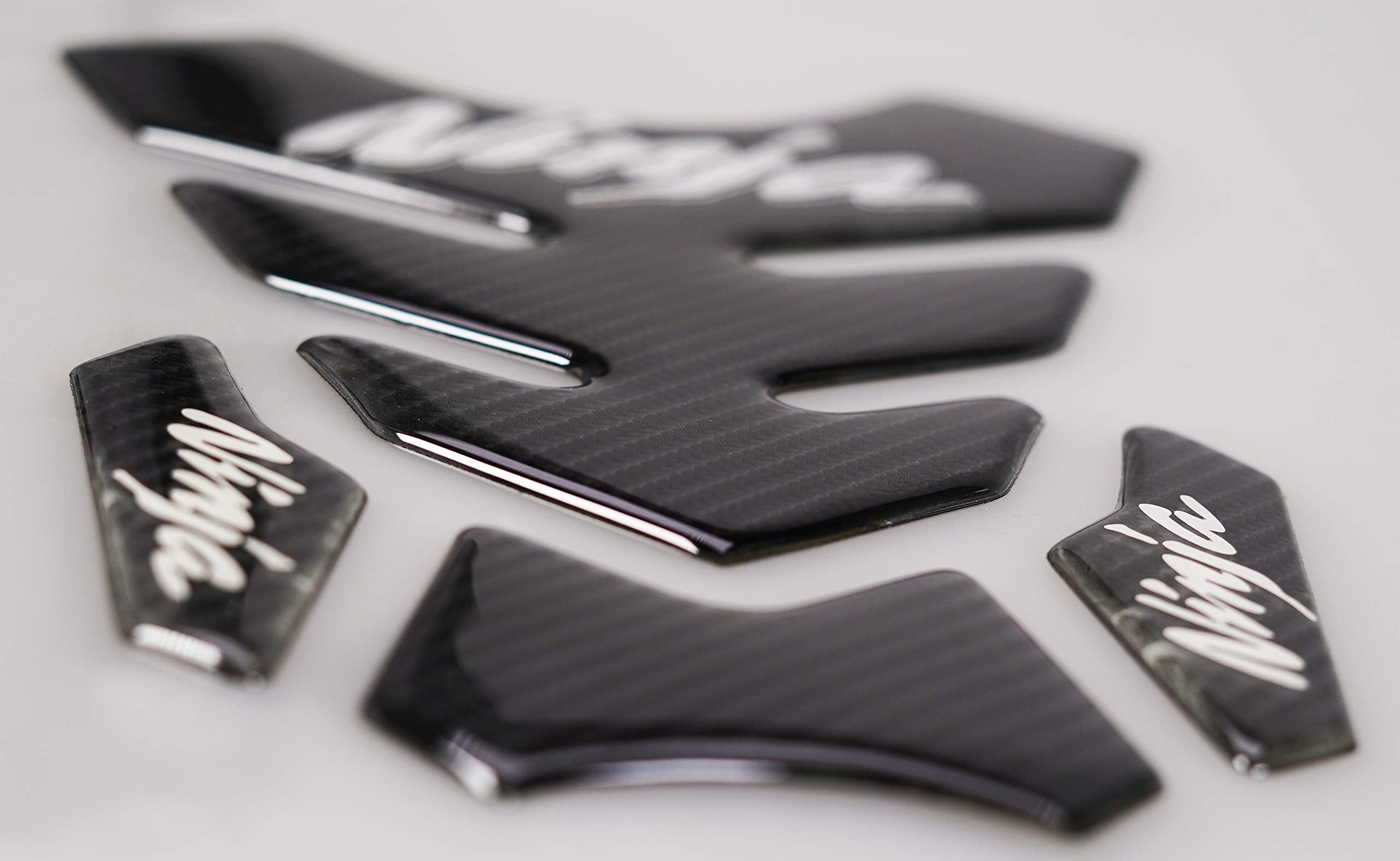 Revsostar 5D Real Carbon Fiber Chrome Decal Sticker Vinyl Decal Emblem Protection Gas Tank Pad For Ninja 250 300 All Series With Keychain