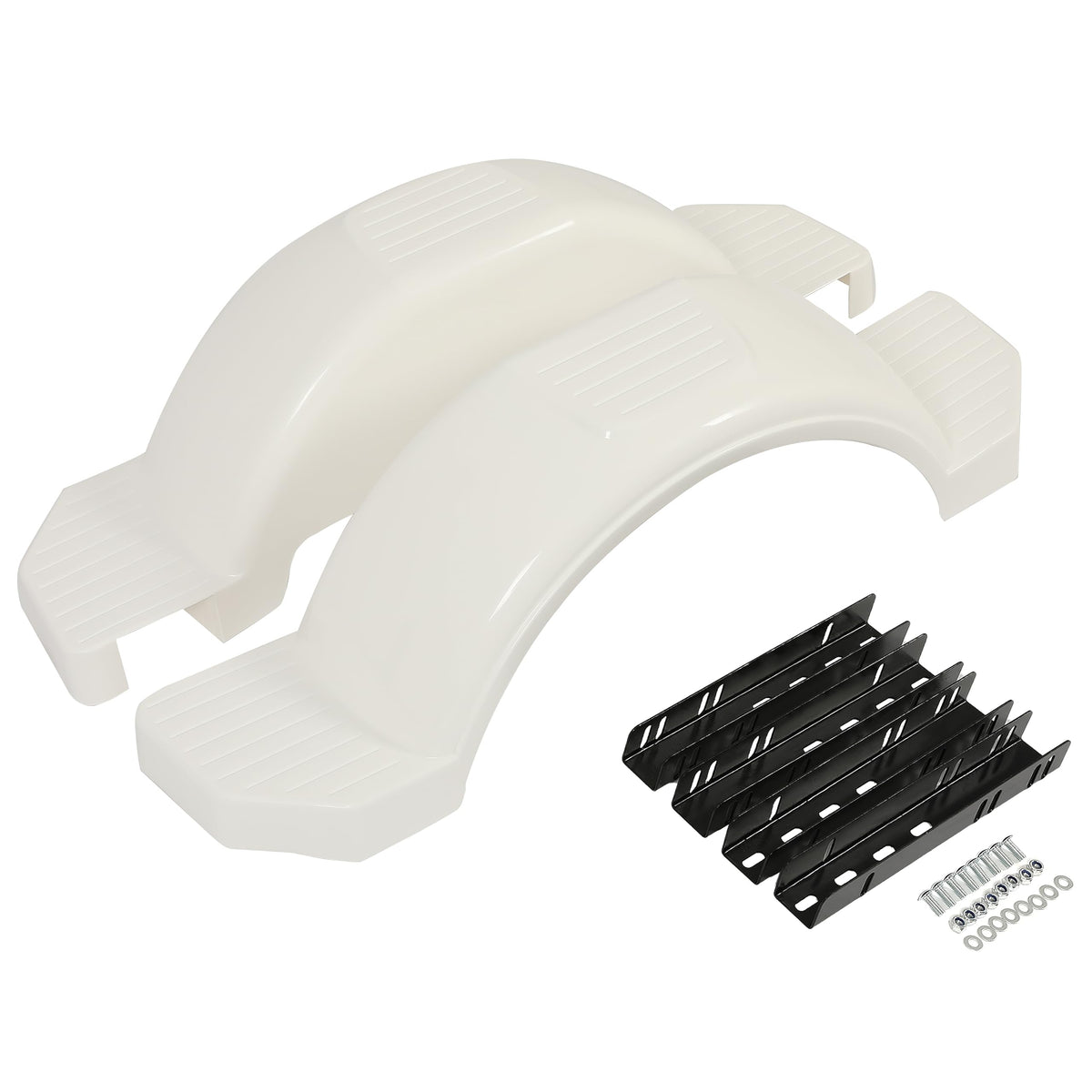 Set Of 2 Single Axle Trailer Fenders 13'' Wheels Tire Skirt Boat (White)