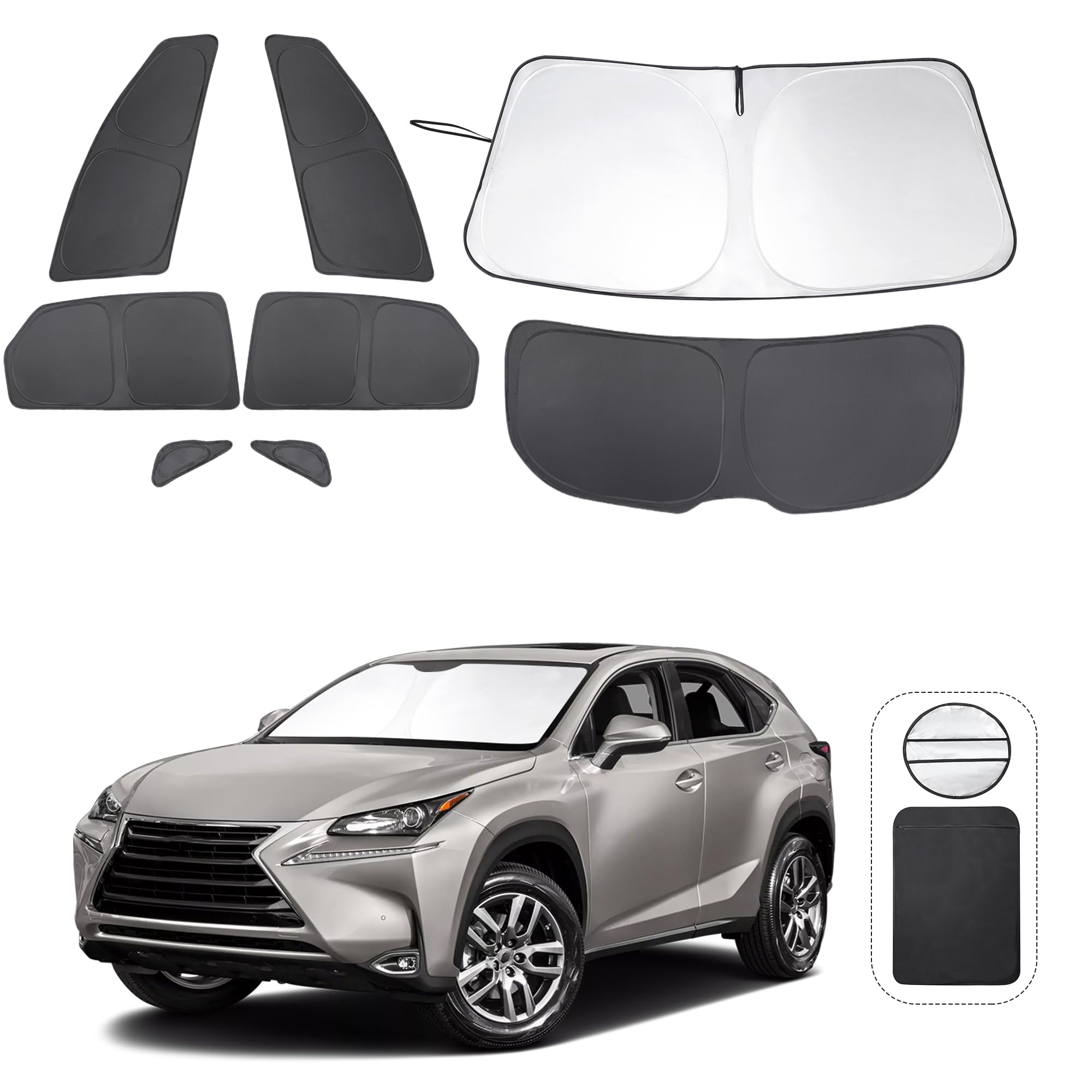 TINGLU Window Shades for Lexus NX300h/NX300/NX200t 2015-2021 Accessories Car Side Full Windows Rear Triangular Windshield Sun Sh