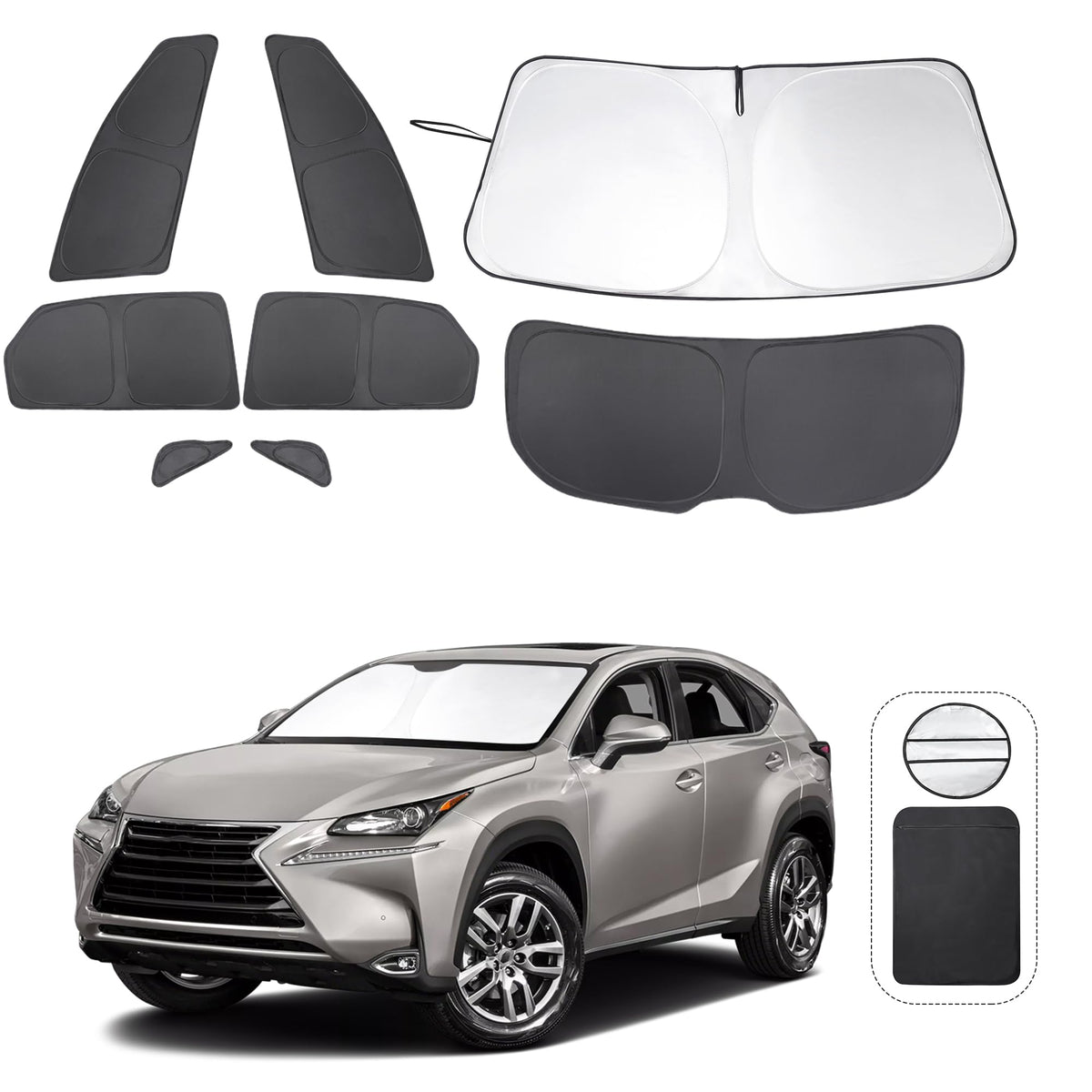 TINGLU Window Shades for Lexus NX300h/NX300/NX200t 2015-2021 Accessories Car Side Full Windows Rear Triangular Windshield Sun Sh