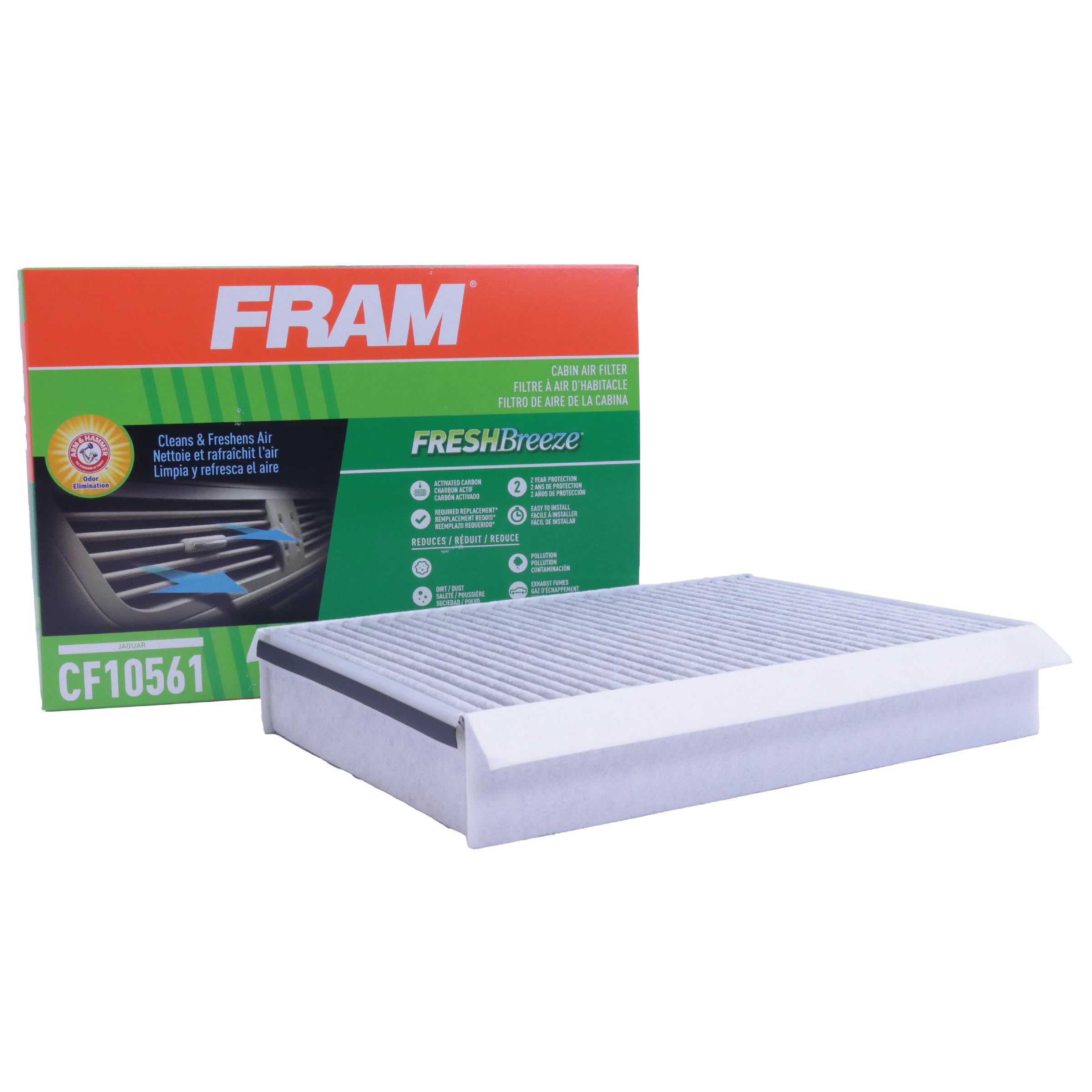 Fram Fresh Breeze Cabin Air Filter Replacement For Car Passenger Compartment W/ Arm And Hammer Baking Soda, Easy Install, Cf1056