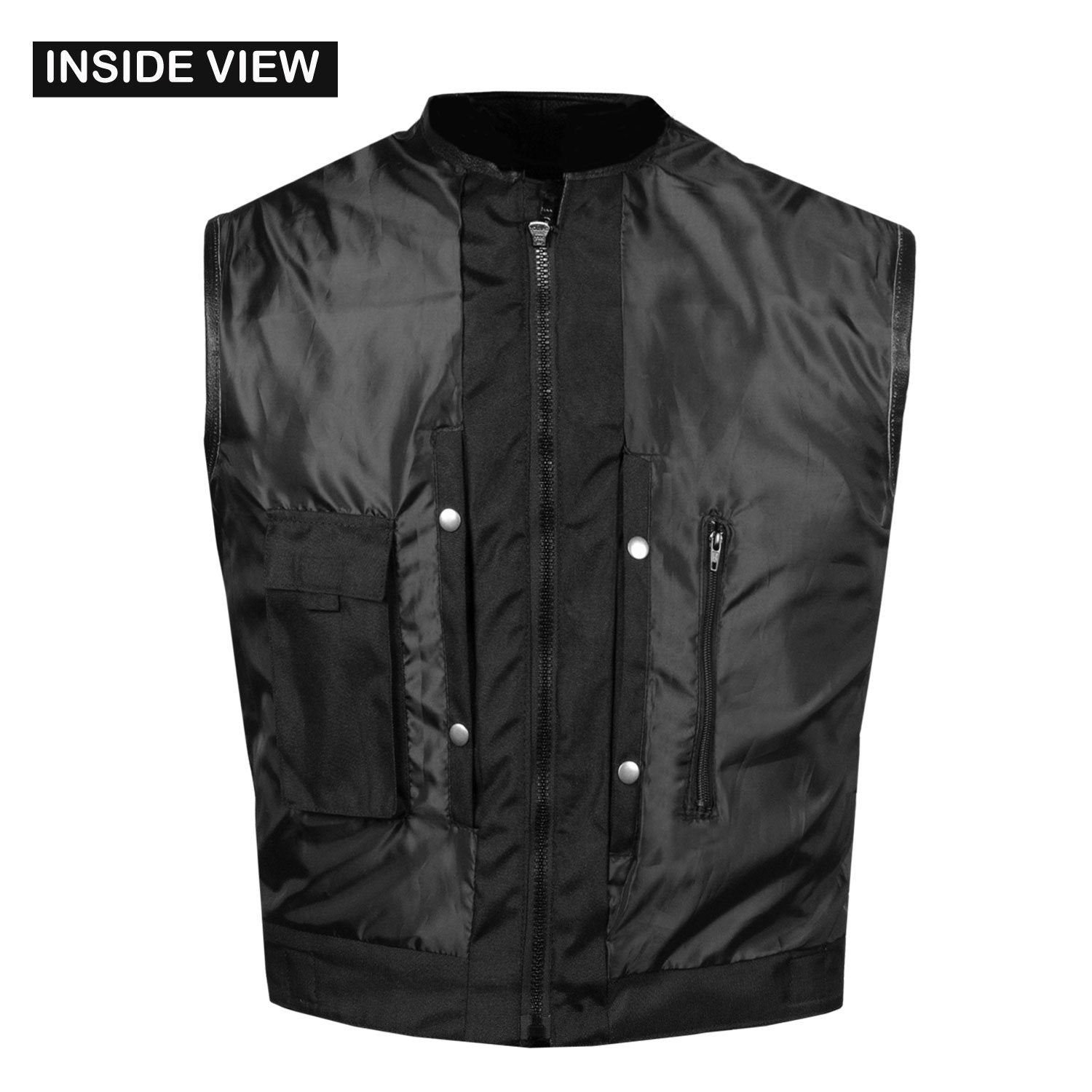 New Men'S Motorcycle Real Cowhide Leather Vest Adjustable Stylish W/Ce Armor, Dual Concealed Carry Gun Pockets Large Back Panel