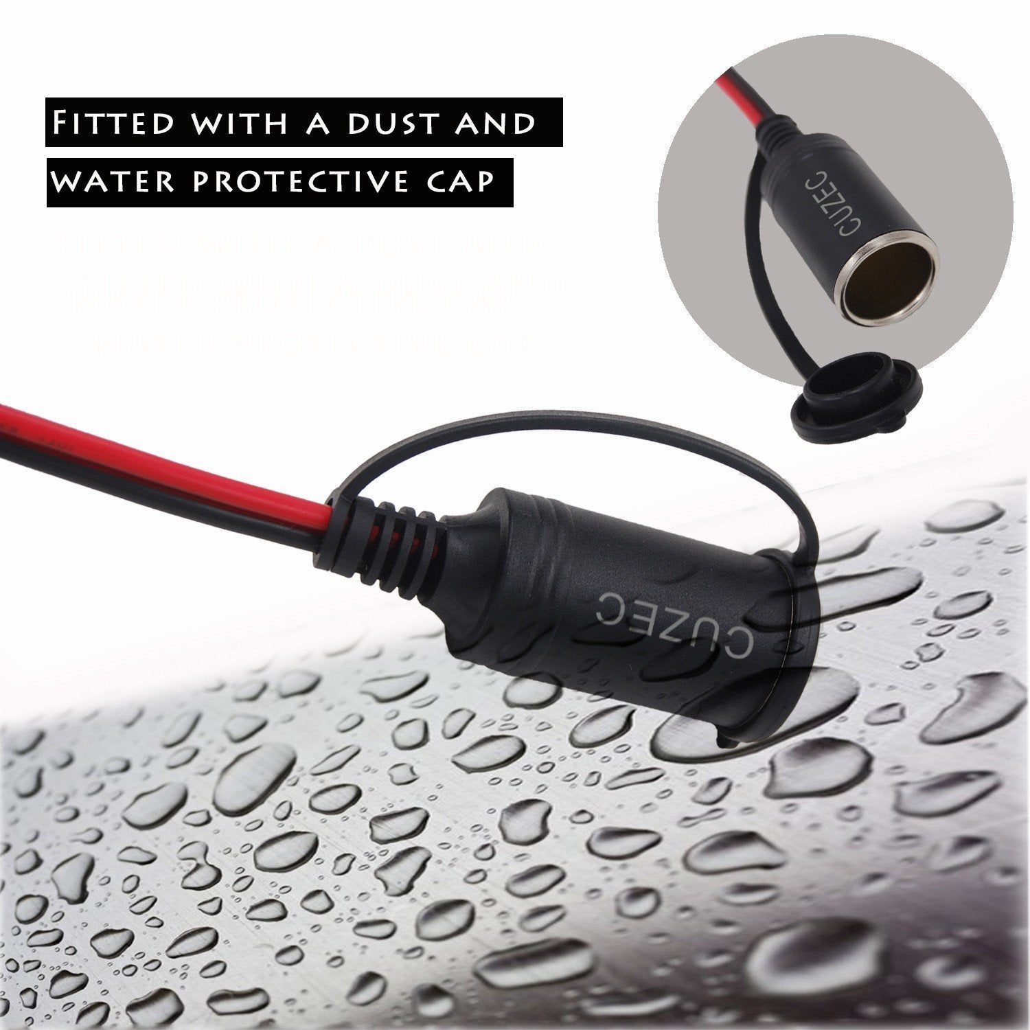 Cuzec 14Awg 2Ft / 0.61M Adapter Plug Socket With Eyelet Terminal