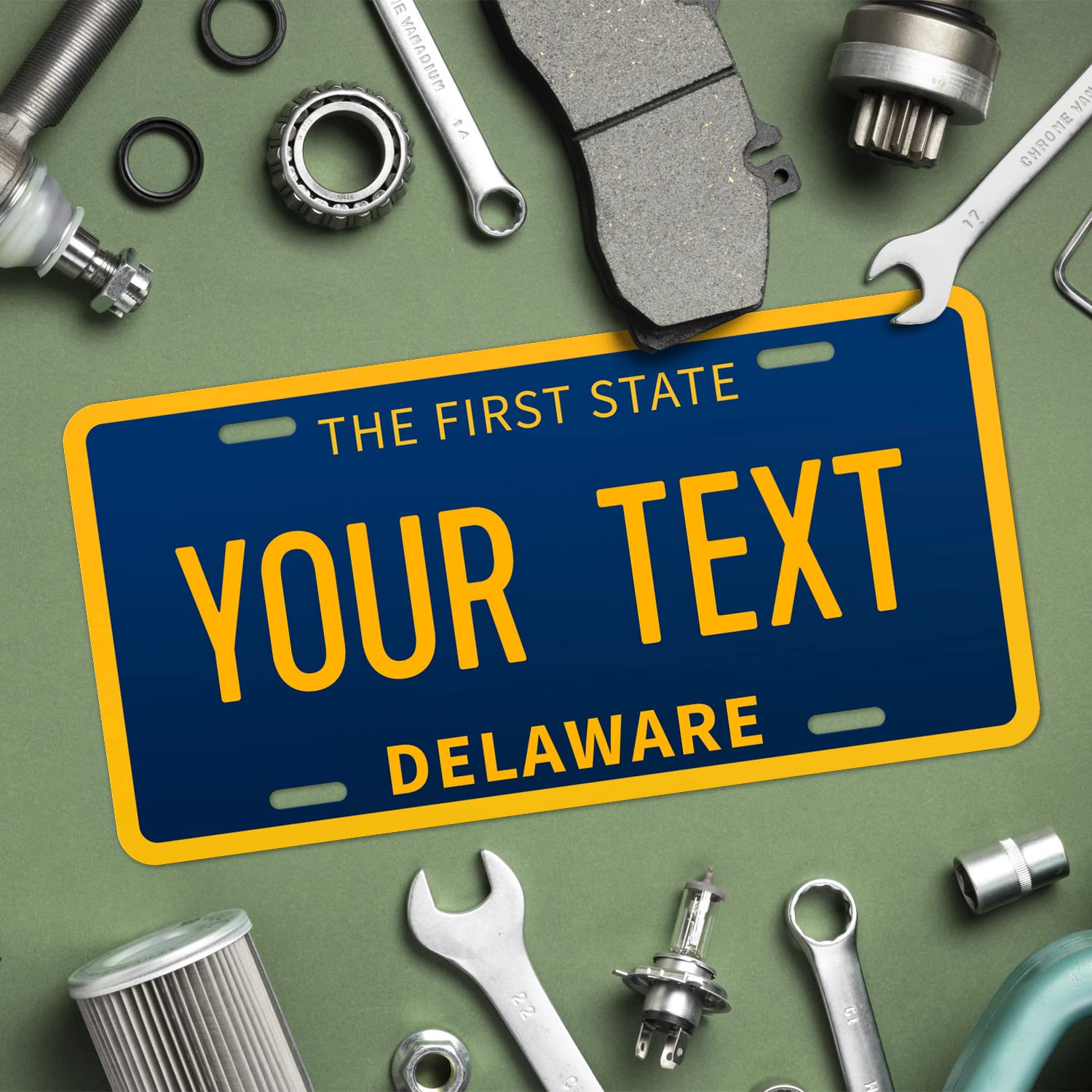 Sigo Signs Custom Delaware License Plate - Personalized 6x12" Rust-Free Aluminum, Fade Resistant, Front of Car Sign