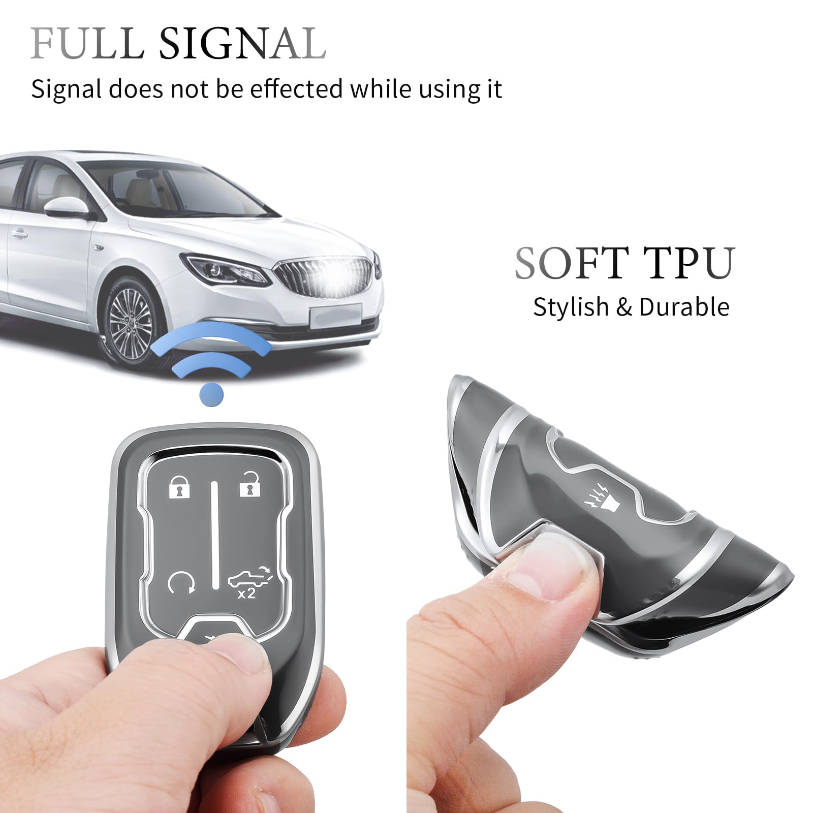 OFFCURVE Key Fob Cover with keychain for Volkswagen, Soft TPU Full Protector Key Fob Case for VW Jetta Golf Polo Passat MK8 Tigu
