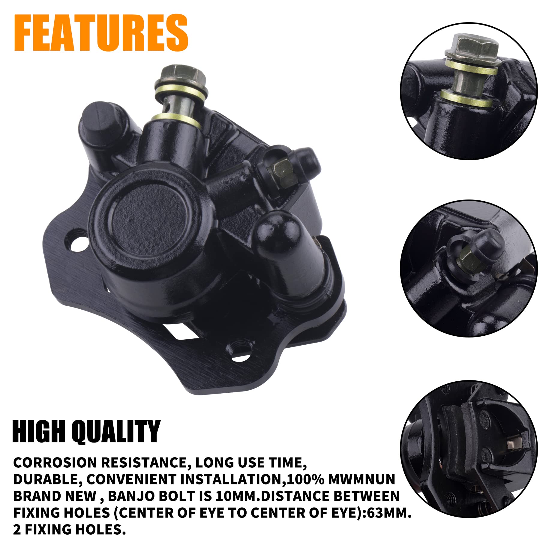 MWMNUN Chinese Rear Brake Caliper for ATV Coolster Taotao Kazuma Roketa Sunl Baja Kinroad 50cc 70cc 90cc 110cc 125cc 150cc 200cc