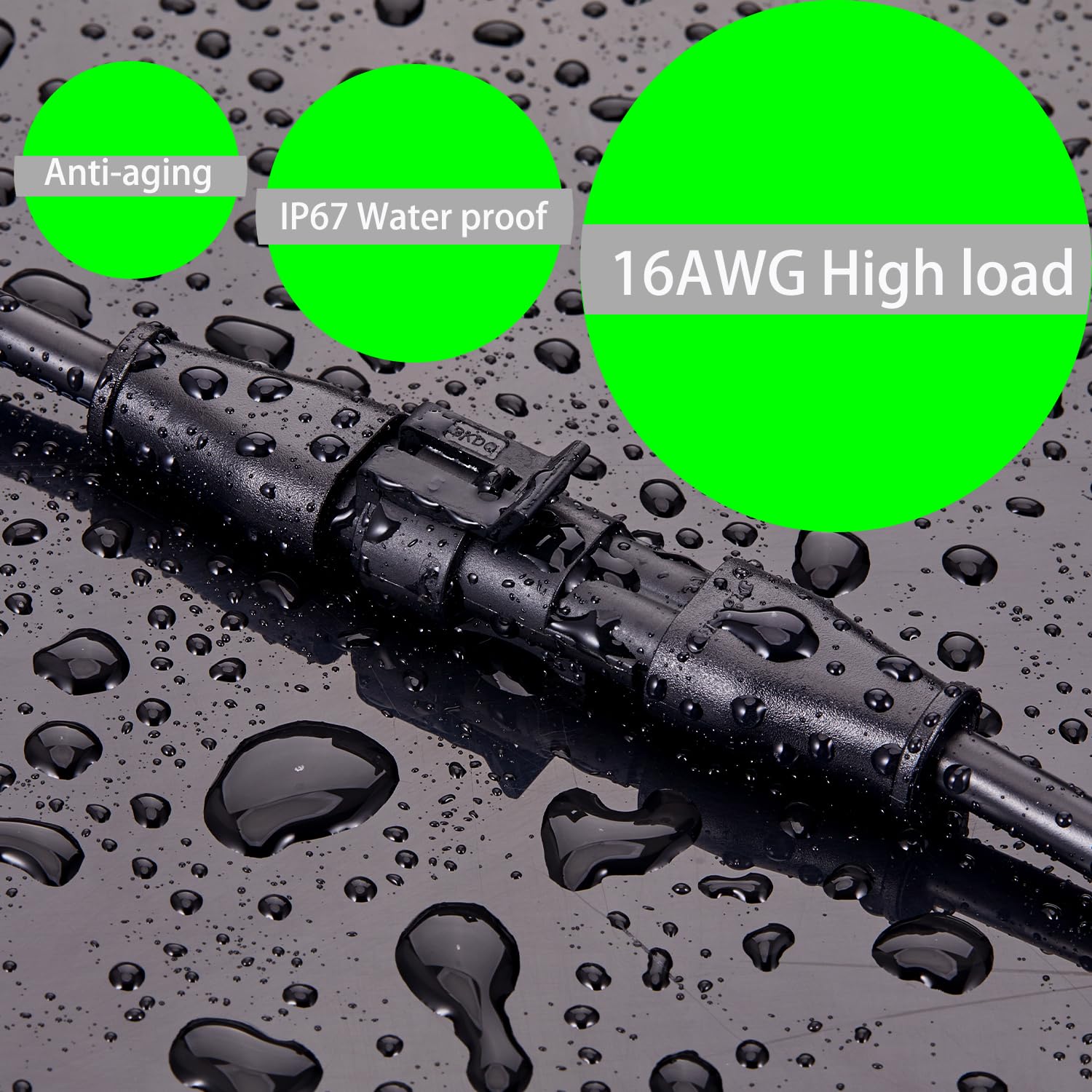 Yetor 2Pin Connector,Injection Molded16 Awg Male And Female 2Wire Waterproof Connectors,Ip67 Auto Electrical Wire Connectors For