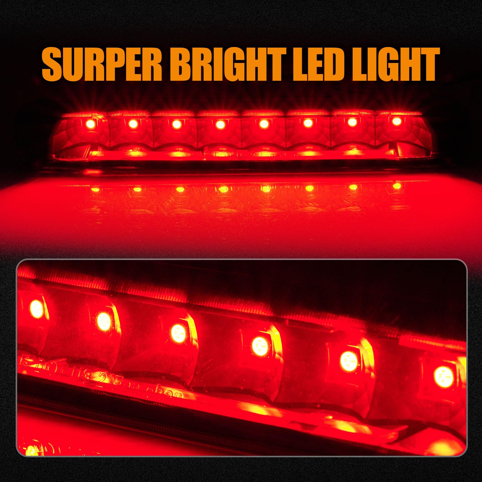 Cxdar Third 3Rd Brake Light Led For 2005-2009 Ford Mustang, High Mount Rear Brake Lights Assembly For 05-09 Ford Mustang, Waterp