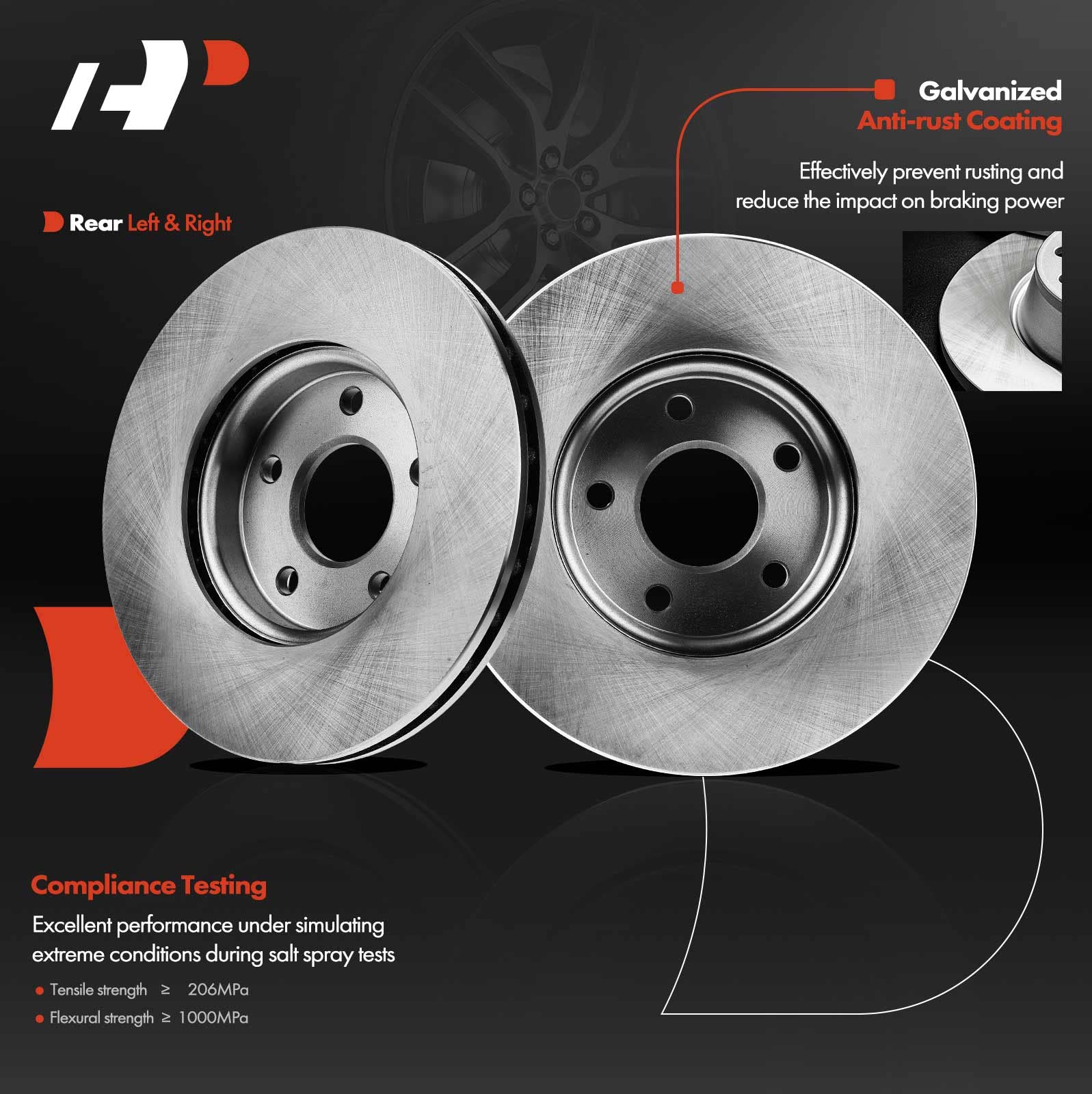 A-Premium 10.94 Inch (278Mm) Front Vented Disc Brake Rotors + Ceramic Pads Kit Compatible With Select Volvo And Ford Models - Fo