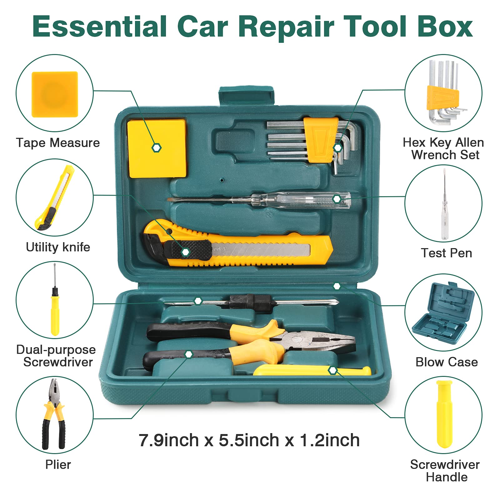 Wetbas Car Roadside Emergency Kit, Auto Vehicle Safety Emergency Road Side Assistance Kits Essentials, Solenoid Starter Repair K