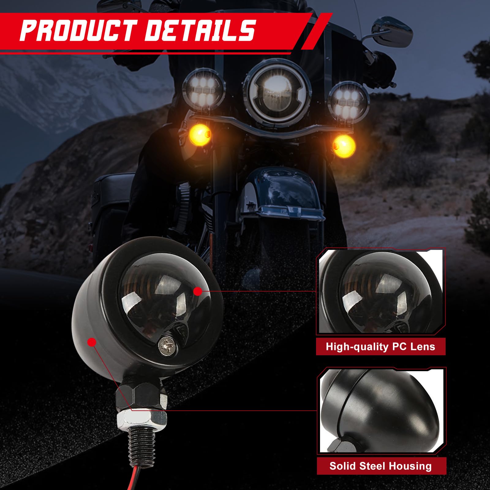 Innoglow Motorcycle Turn Signal Lights Bulb Amber Universal Incandescent Lens Indicators Blinkers Lights For Custom Suzuki Kawas