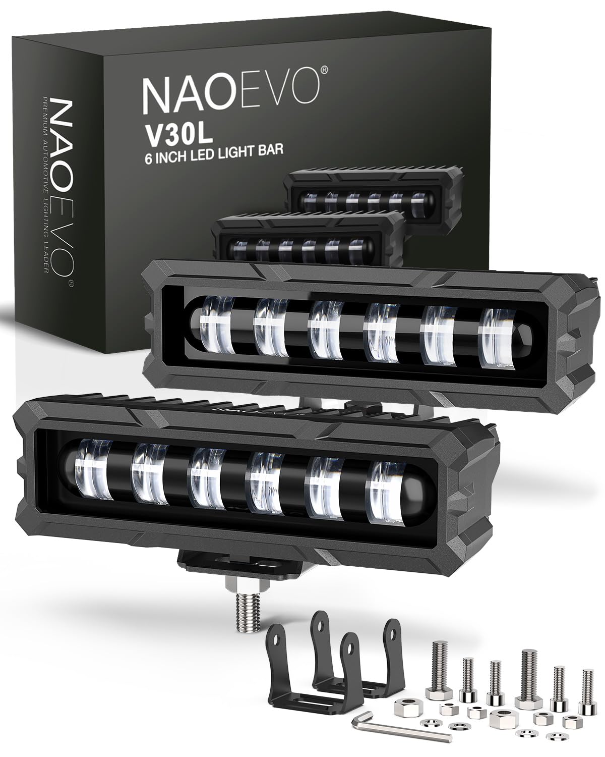 Naoevo 6 Inch Led Light Bar, 50W 2600Lm Led Fog/Off Road Lights For Trucks/Cars/Boat, 2 Pcs (White)