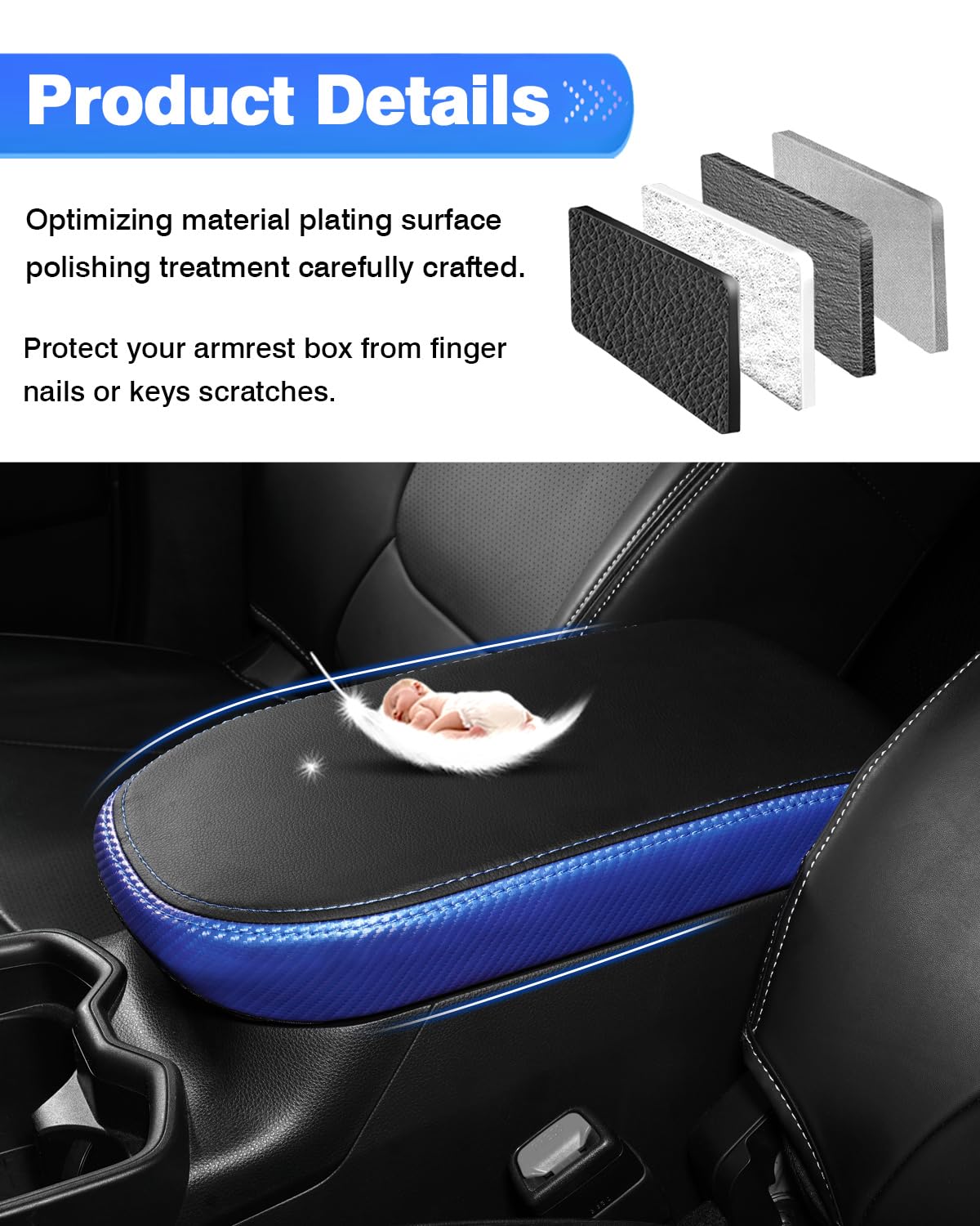 Autorder Center Console Cover For Toyota Rav4 2019 2020 2021 2022 2023 2024 Accessories Armrest Cover Anti-Scratch Middle Consol