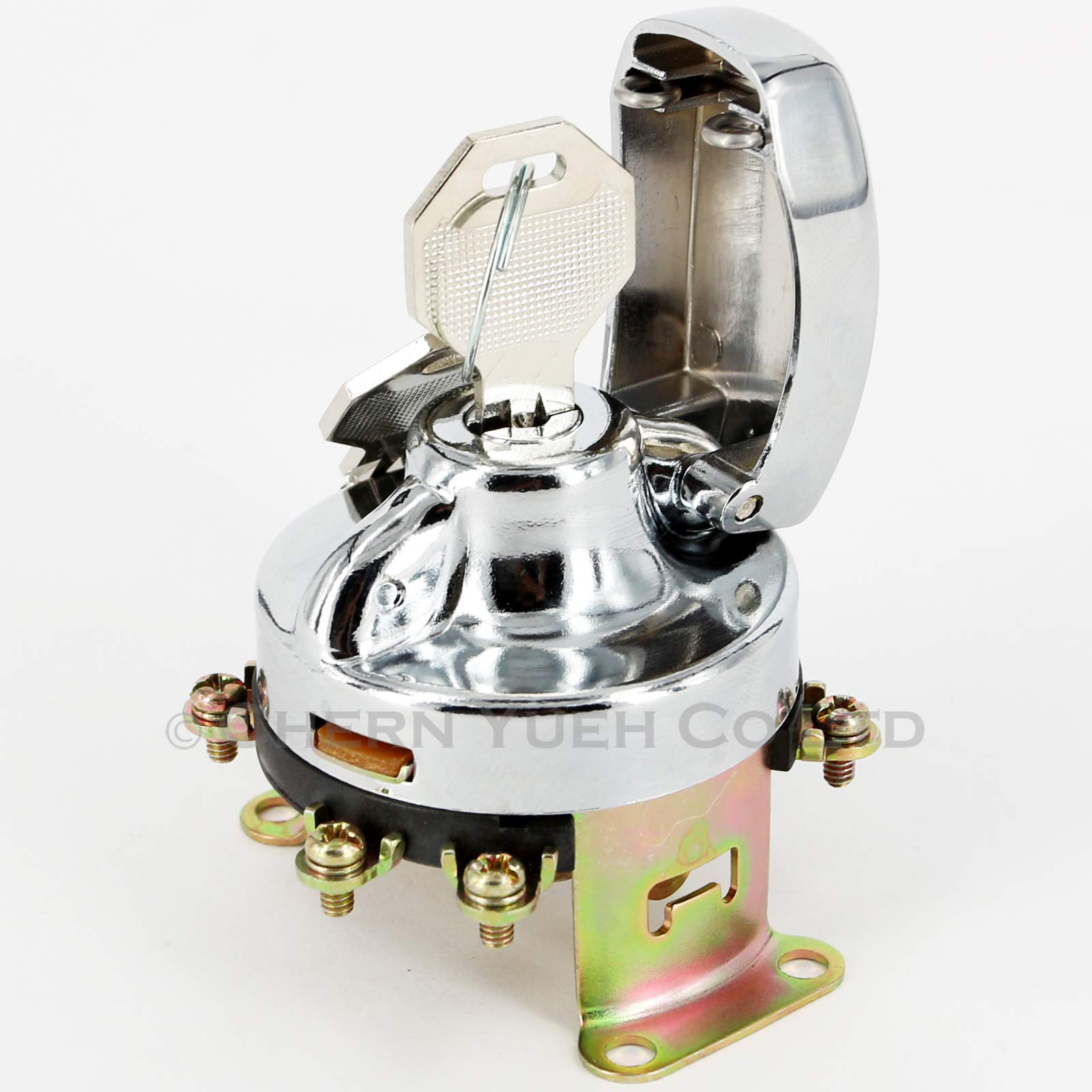 6 Terminals Ignition Switch For 73-Up Harley-Davidson Big Twins Fl 71501-73 (Chrome)