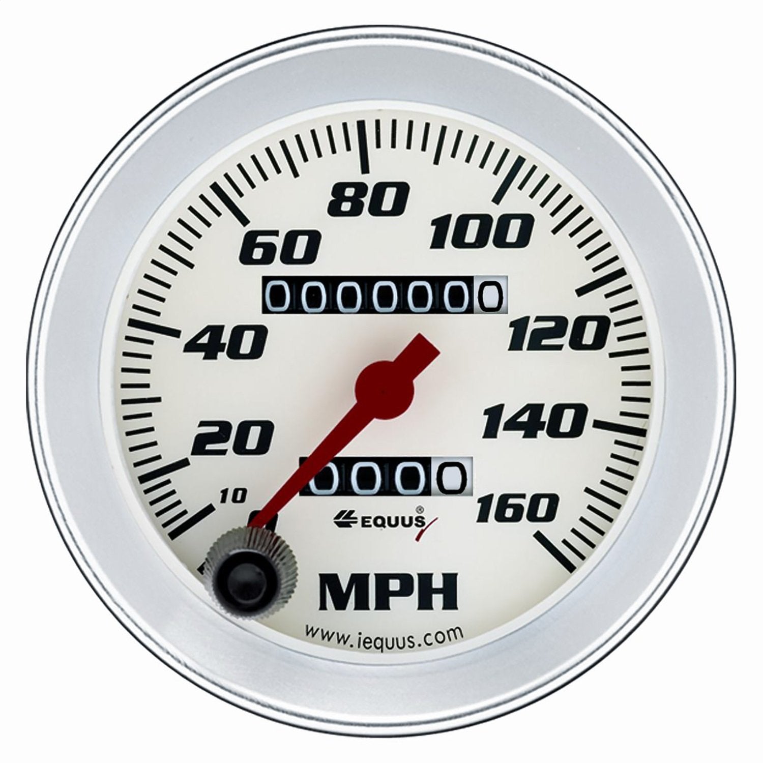 Equus 3-3/8 Speedometer White With Silver Bezel Equus 8076