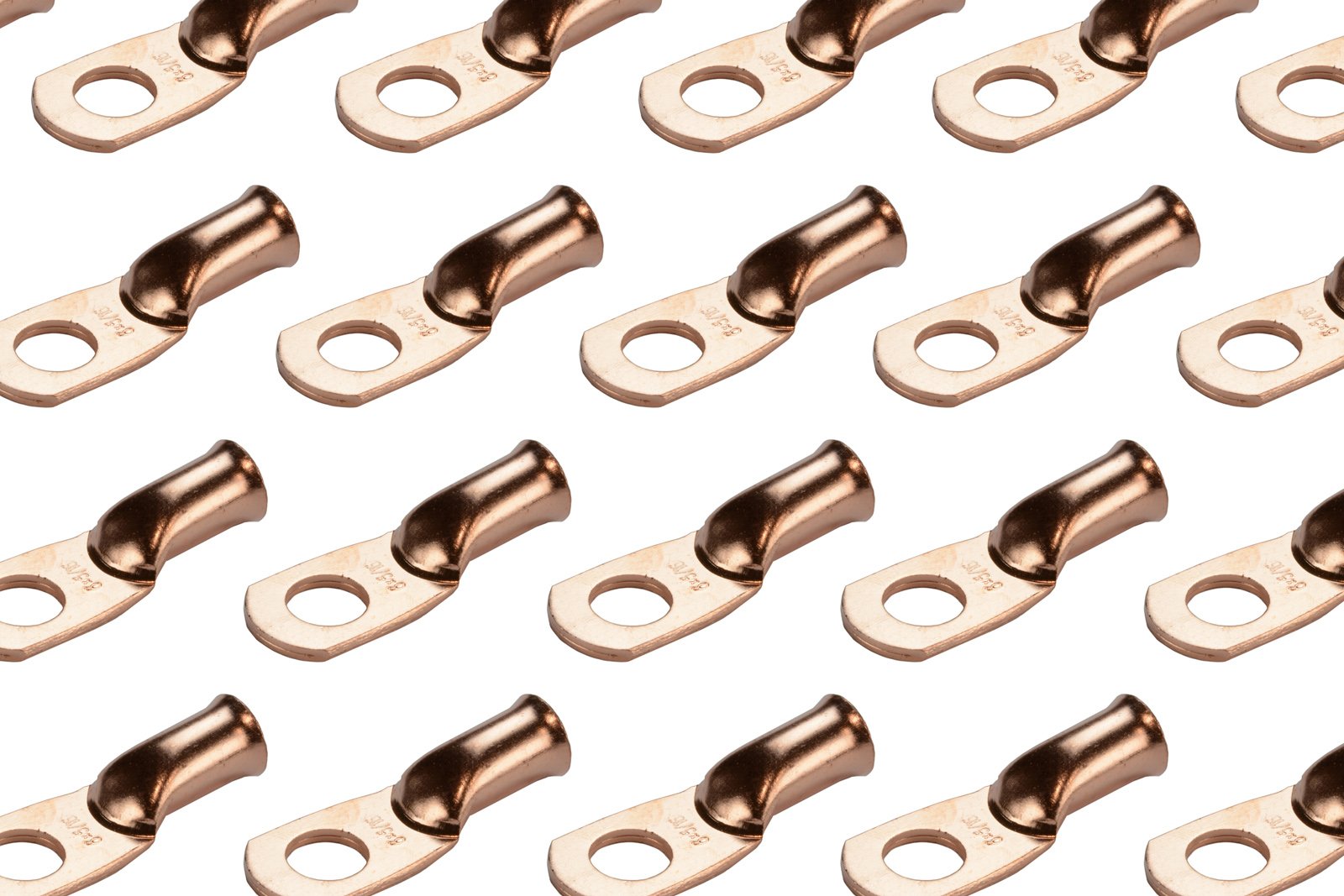 Temco 100 Pack Bare Copper Welding Battery Cable Ends, Lugs Terminal 6 Awg 5/16 '' Hole (6 Awg To 1/0 Awg Options Available)