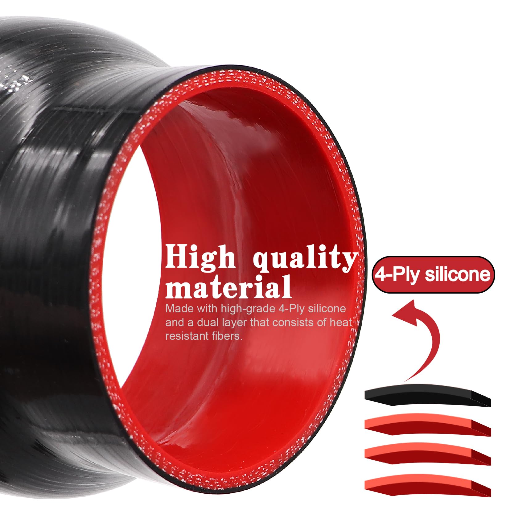 Taukealugs Straight Reducer Coupler Silicone Hose ID 3-1/2inch to 4-1/2inch 4-Ply with Stainless Steel T-Bolt Clamp for Automoti