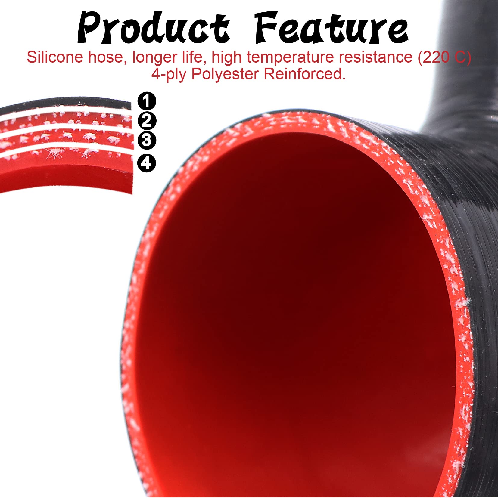 TuoLauthon 90 Degree 3 to 4 inch(76-102mm) Black Silicone Reducer Coupler Hose,4-Ply Reinforced,Length 4inch(102mm) with 2PCS cl
