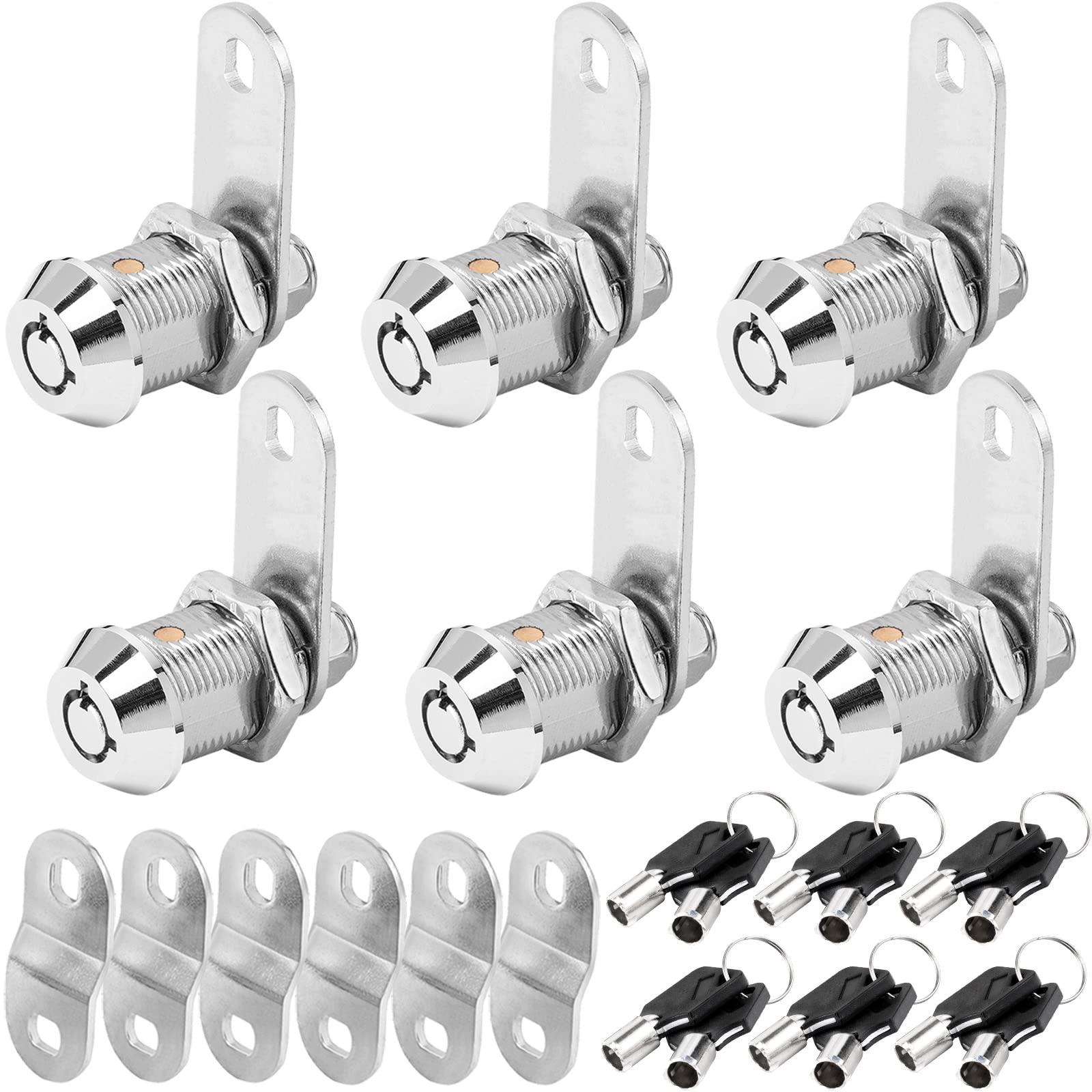 Sissinda Rv Storage Locks - Keyed Alike, 7/8' Fits 9/16' Max Door Thickness, Camper Trailer Cabinet Locks (6 Pack)