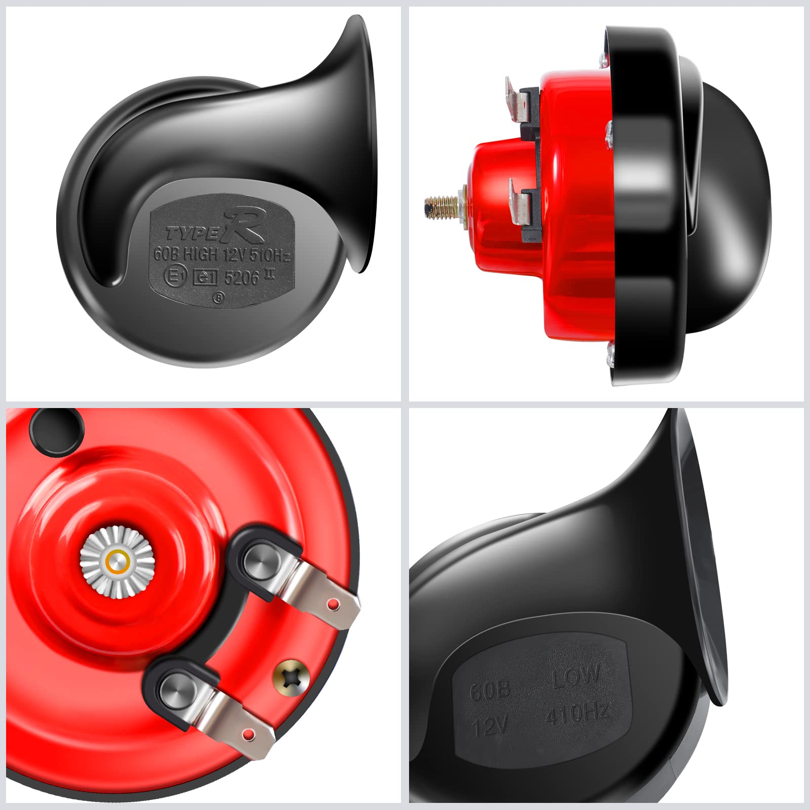 Hecenvei Train Horn For Trucks - 130 Db Super Loud Boat Horn Marine, 12V Waterproof Electric Snail Horns, Air Horn For Car Truck