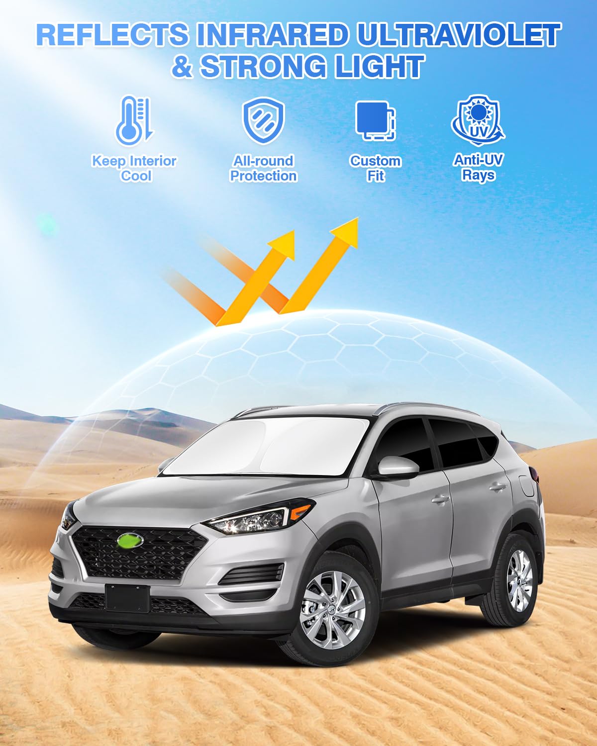 Canvcle Sunshades For Hyundai Tucson 2016-2021 Accessories Windshield Sun Shade Side Rear Window Shade Cover Sun Visor Shield Pr