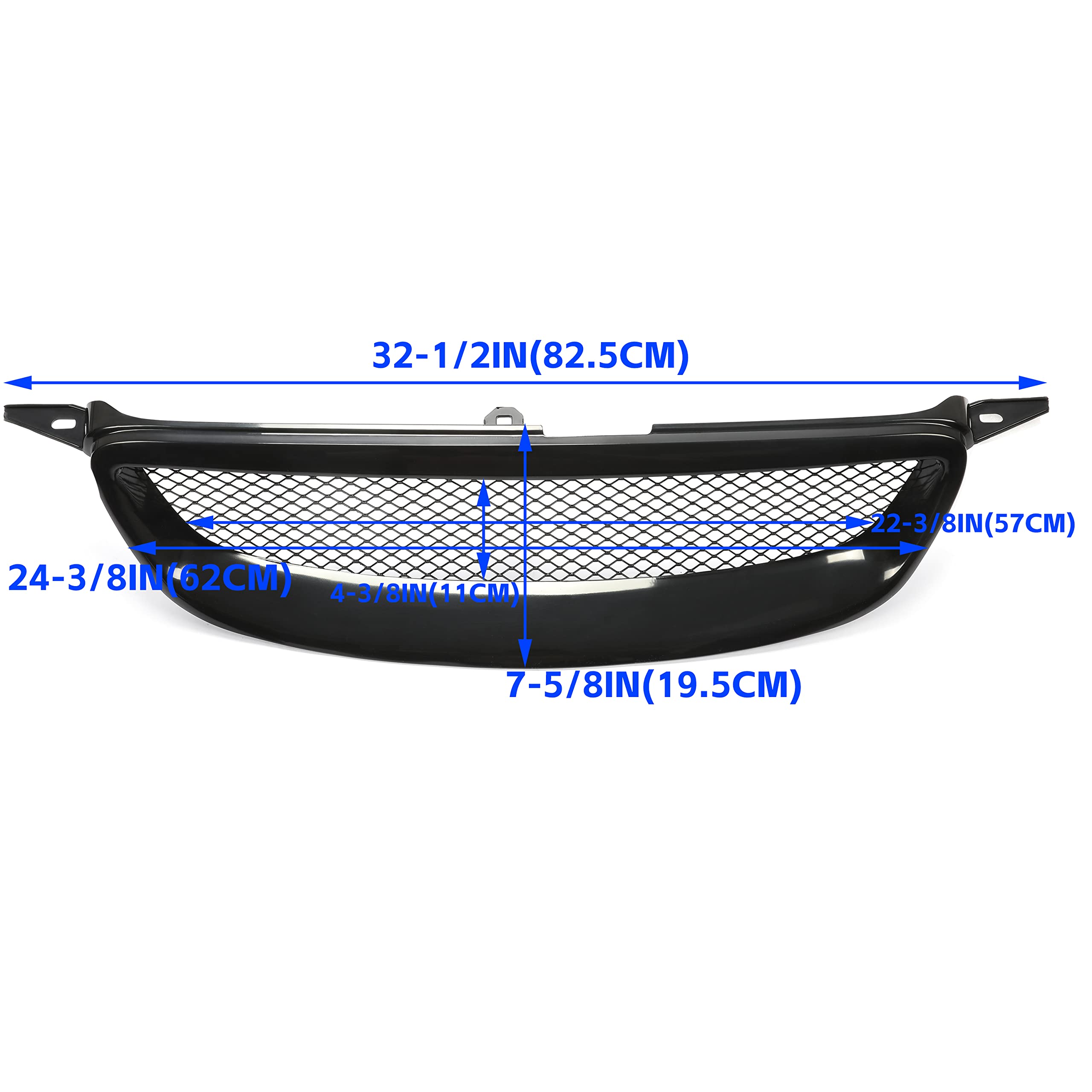 HECASA Front Bumper Grill Compatible with 2003-2007 Toyota Corolla CE LE S XRS 4-Door Hood Mesh Grille Powder Coated Black