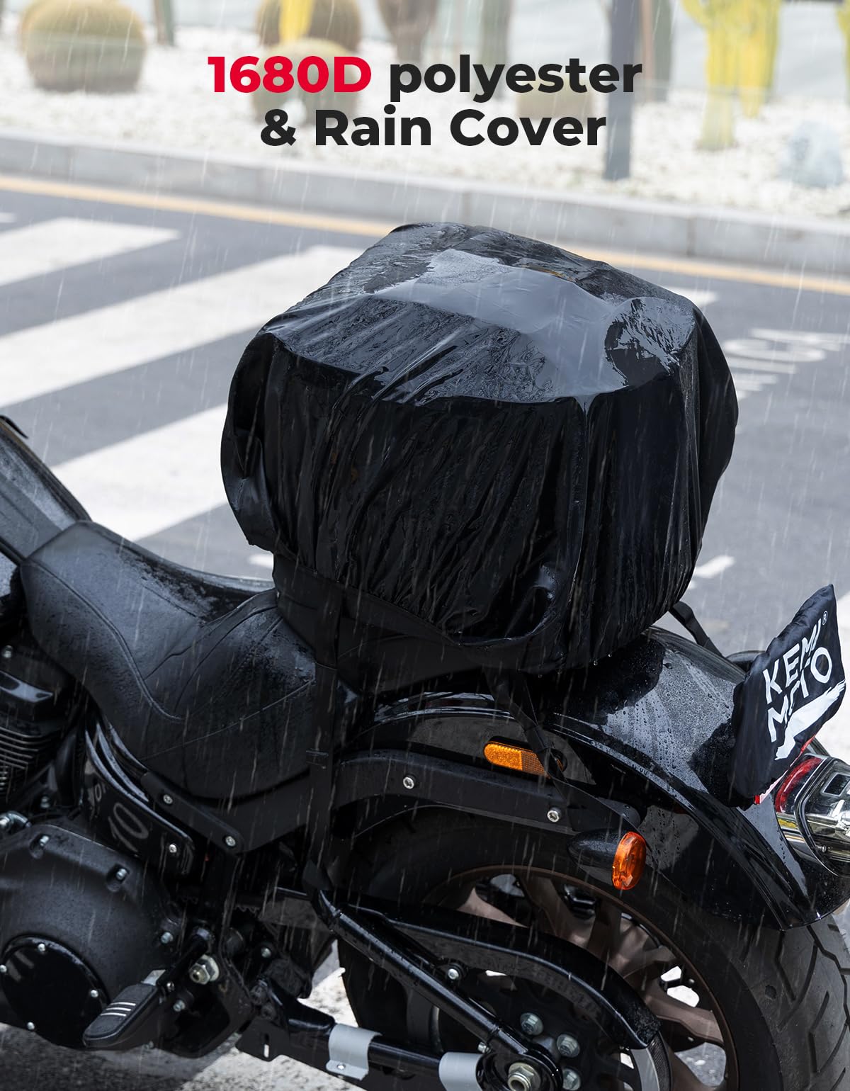 Kemimoto Motorcycle Tail Bag, Dual Use Motorcycle Rear Seat Bag With Waterproof Rain Cover, 25L-45L Expandable Motorbike Helmet